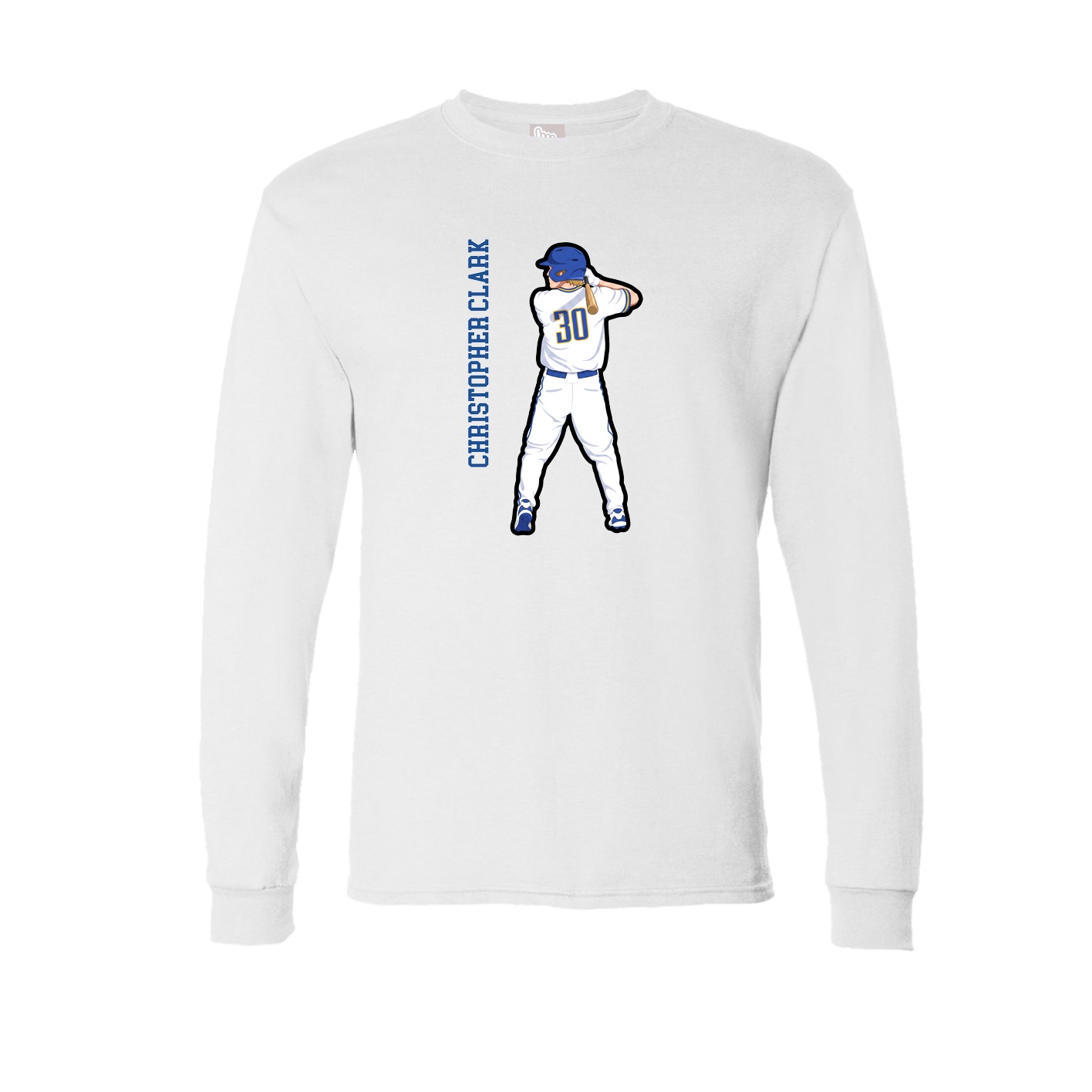 Long Sleeve Tee — Name Vertical in White