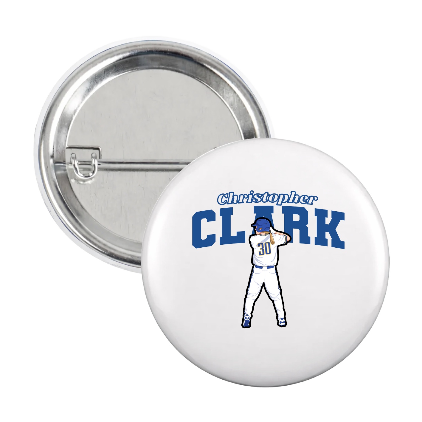 Game Day Button — Name Arch in White