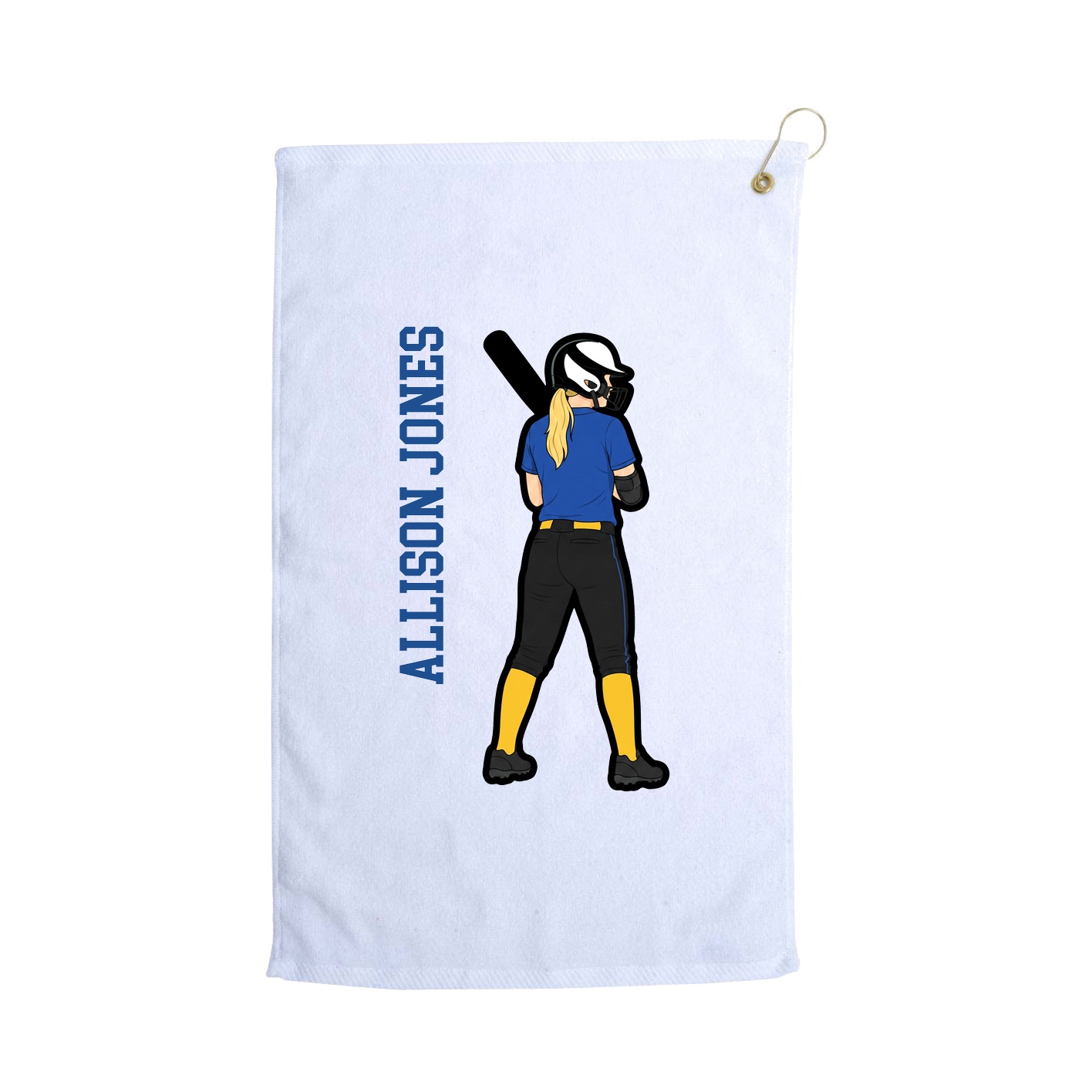 Golf Towel — Name Vertical in White