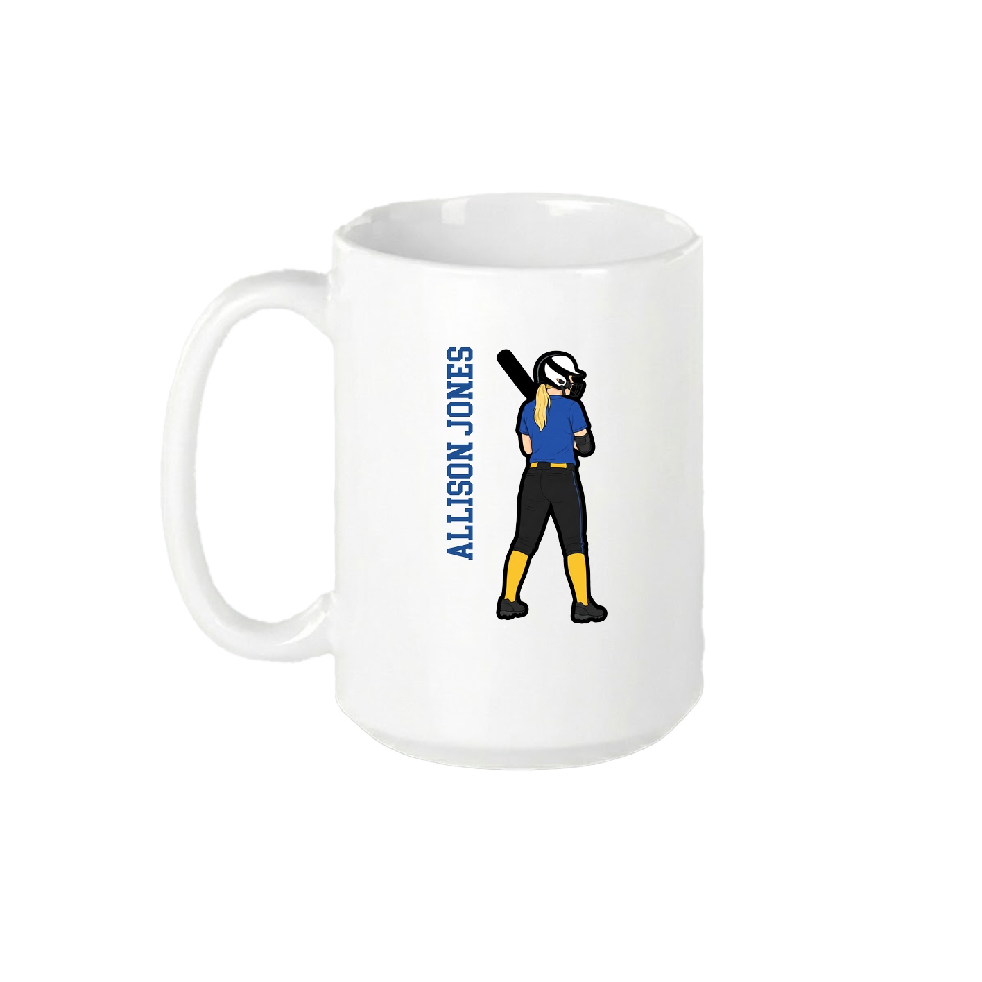 15oz Coffee Mug — Name Vertical in White