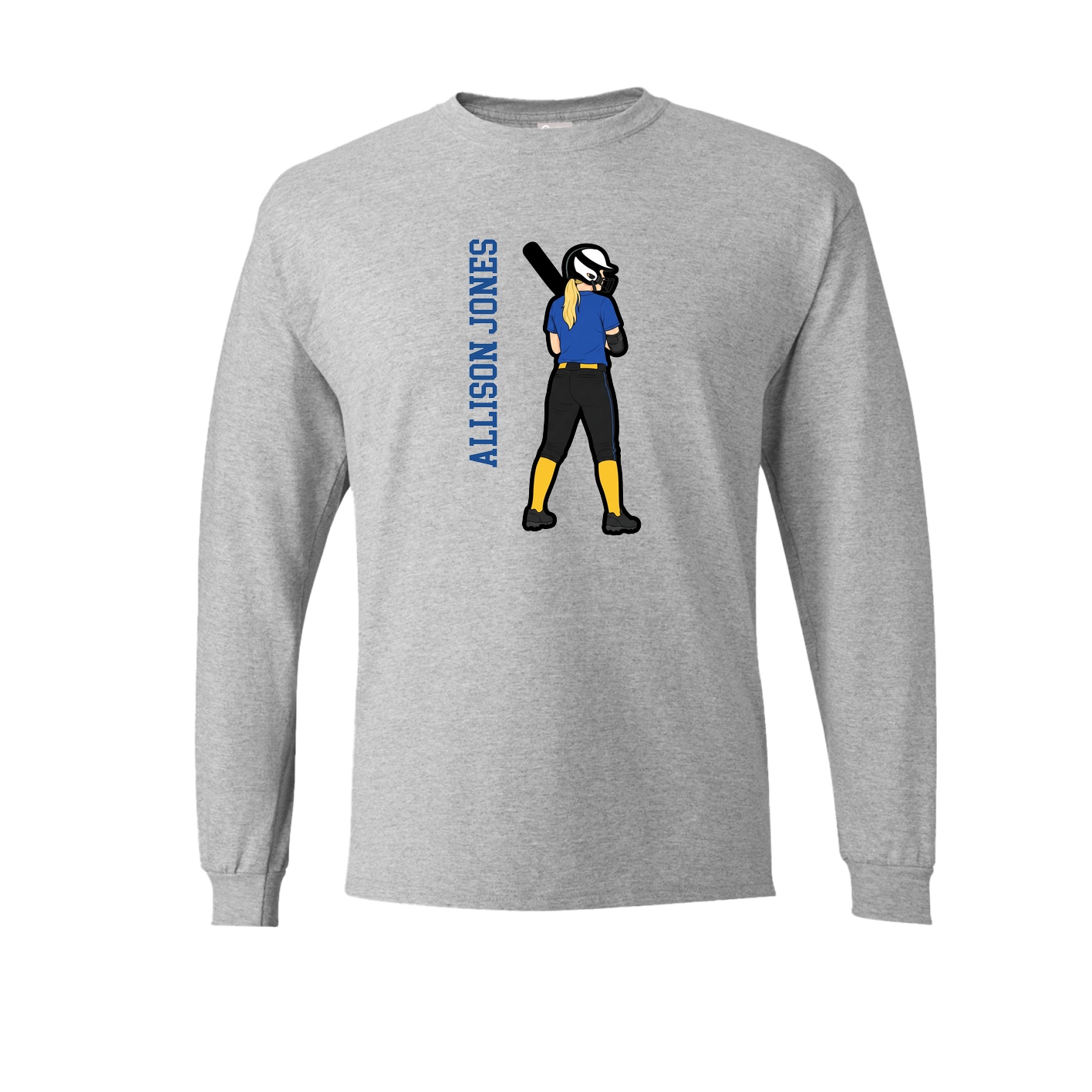 Long Sleeve Tee — Name Vertical in Grey