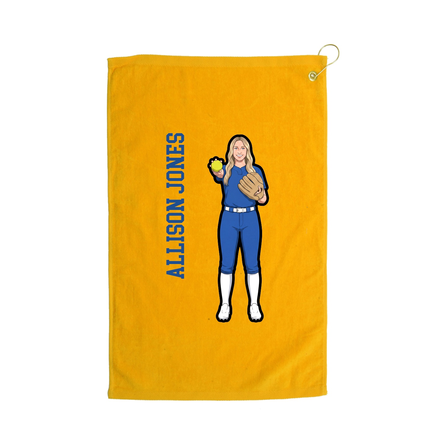 Golf Towel — Name Vertical in Gold