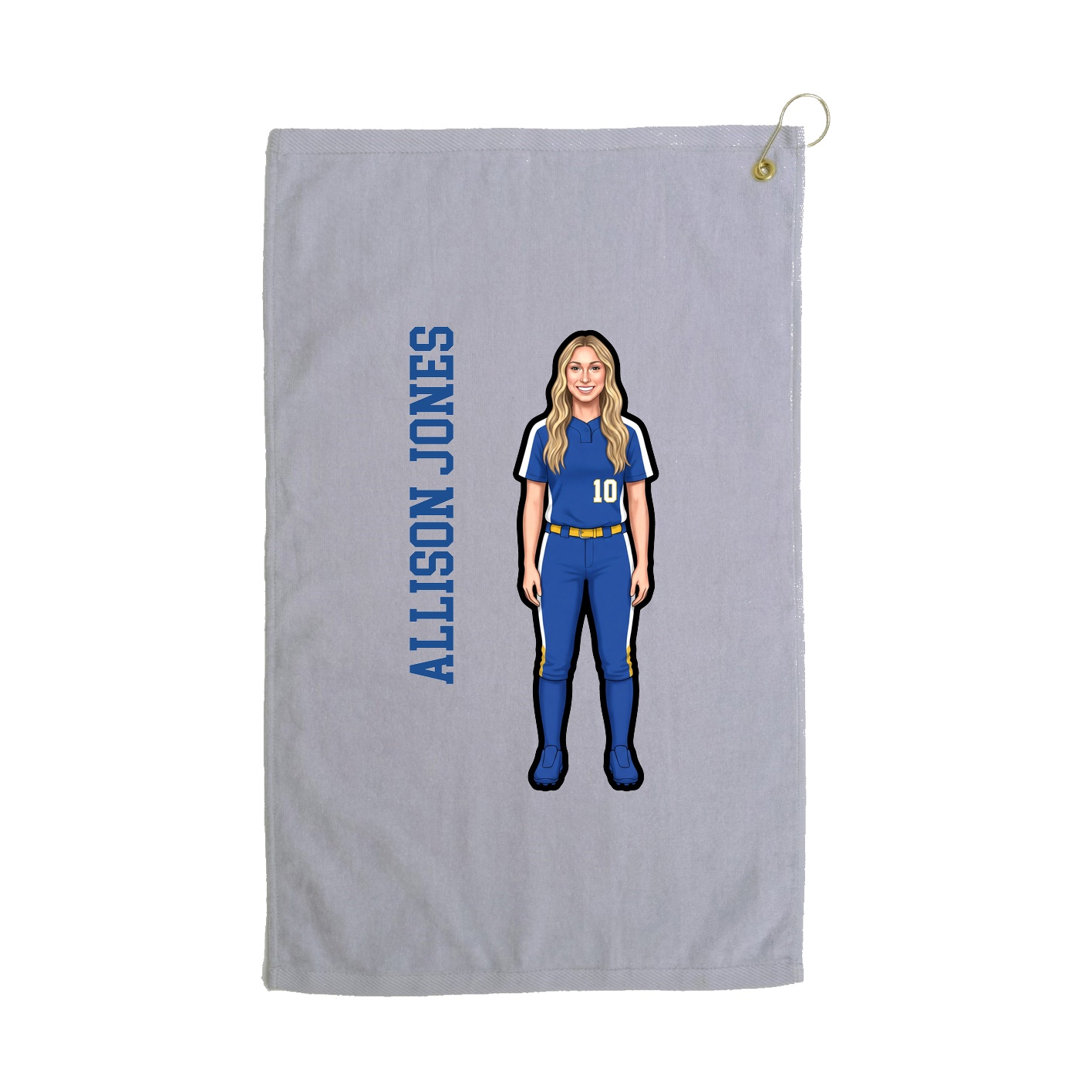 Golf Towel — Name Vertical in Grey