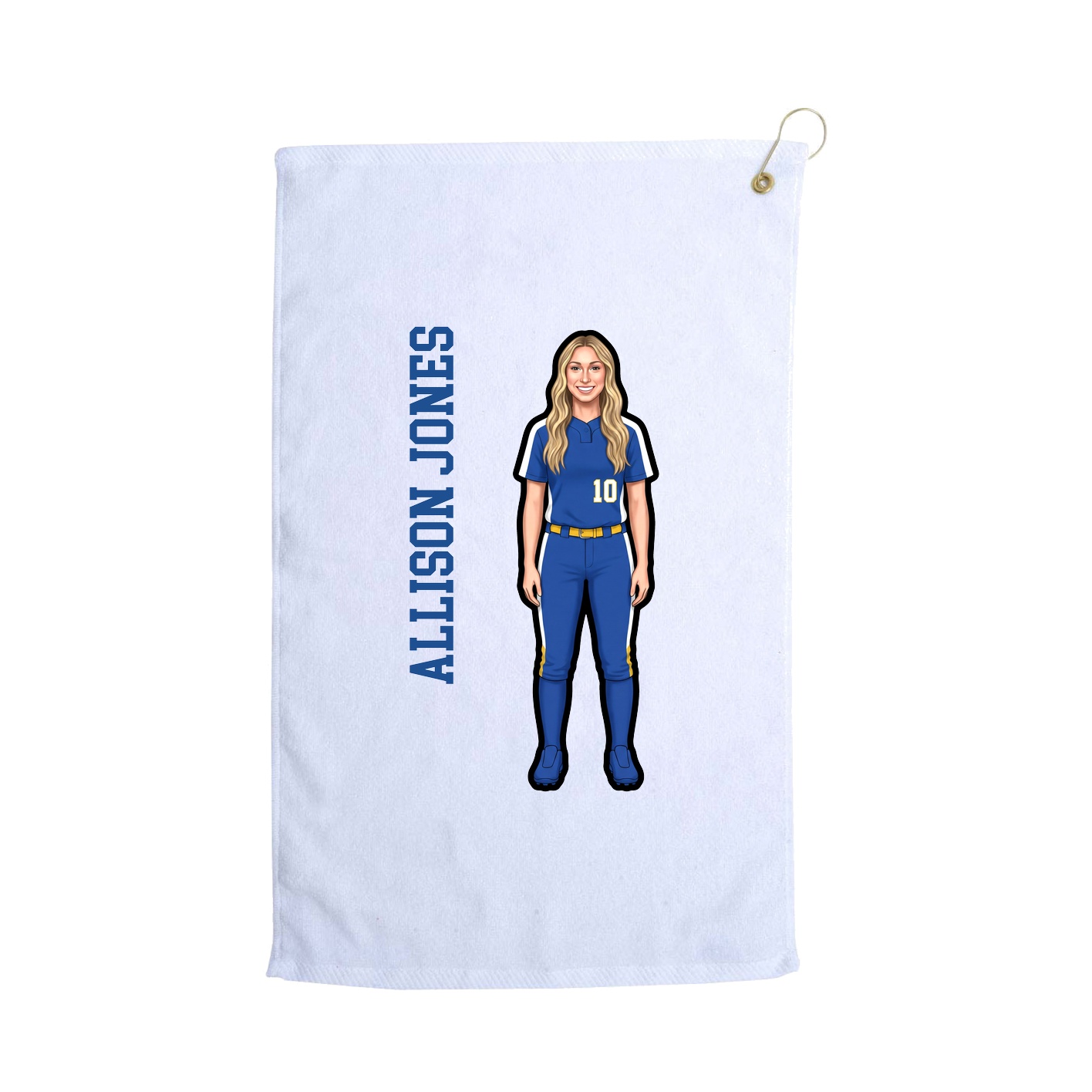 Golf Towel — Name Vertical in White