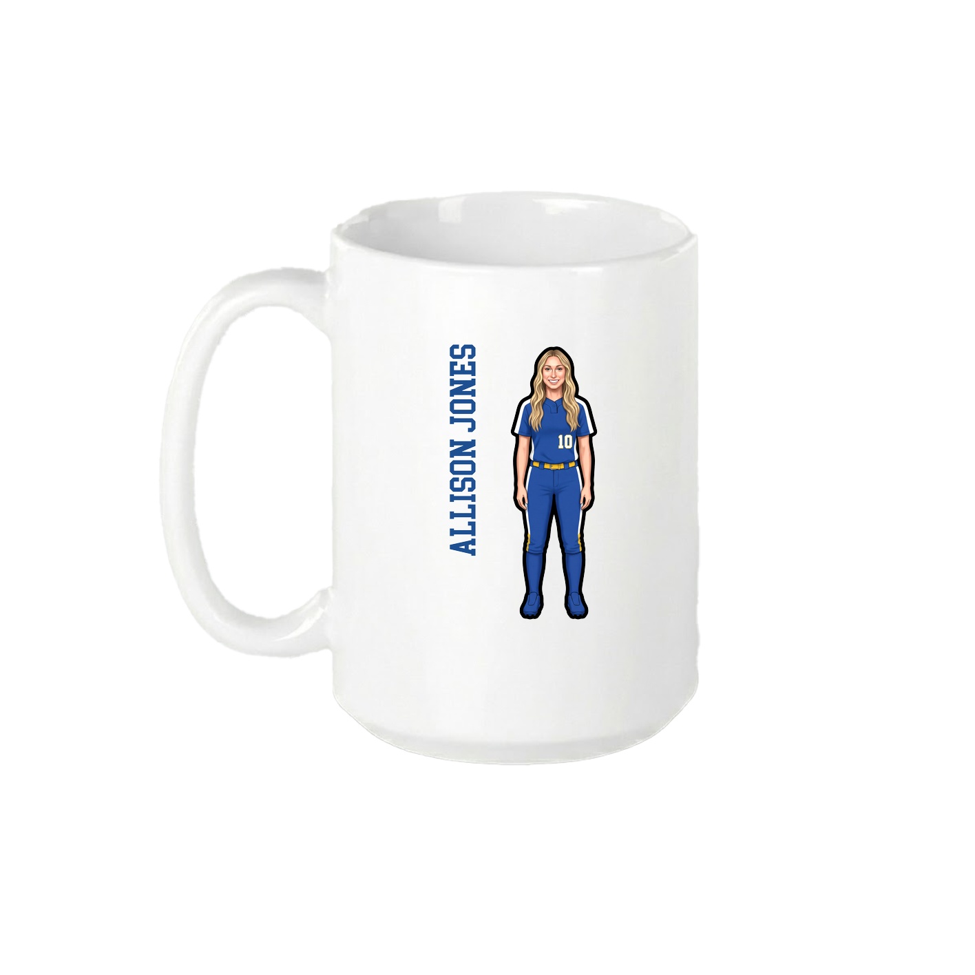 15oz Coffee Mug — Name Vertical in White