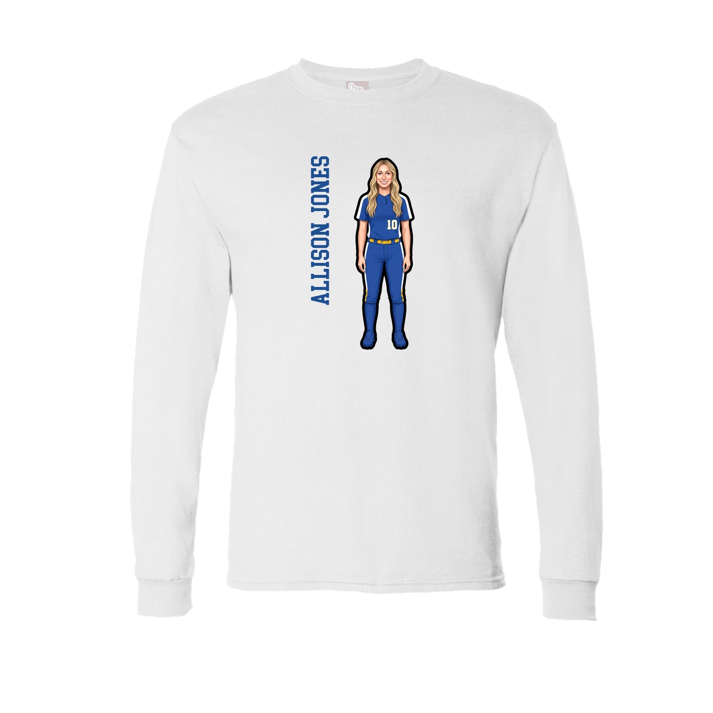 Long Sleeve Tee — Name Vertical in White