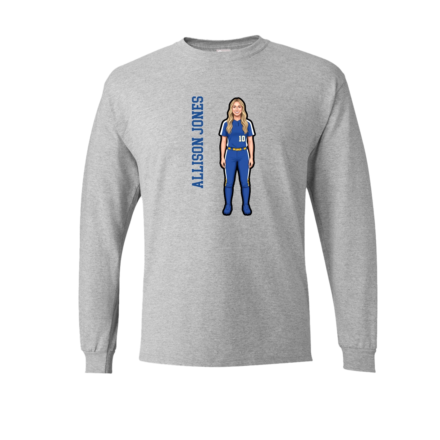Long Sleeve Tee — Name Vertical in Grey