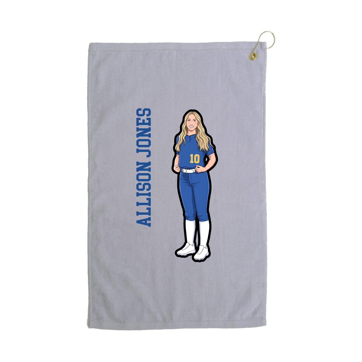 Golf Towel — Name Vertical in Grey