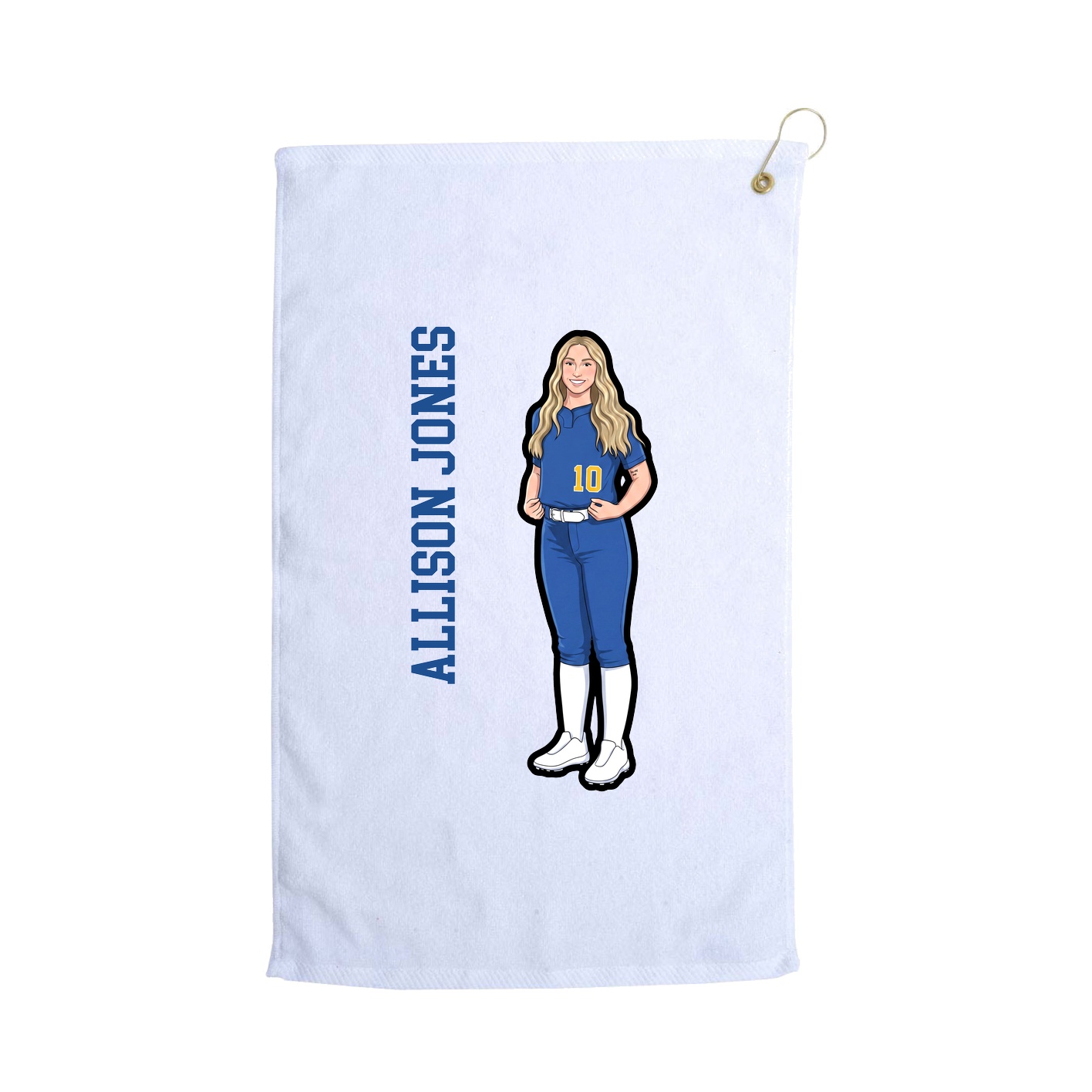 Golf Towel — Name Vertical in White