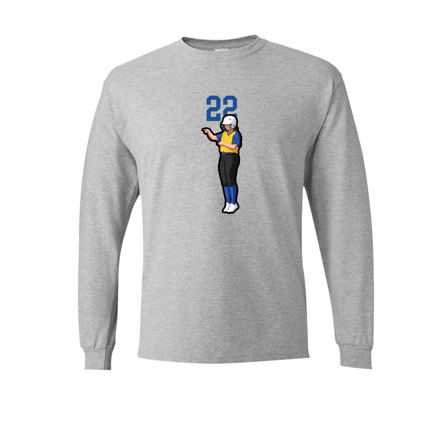 Long Sleeve Tee — Number Top in Grey