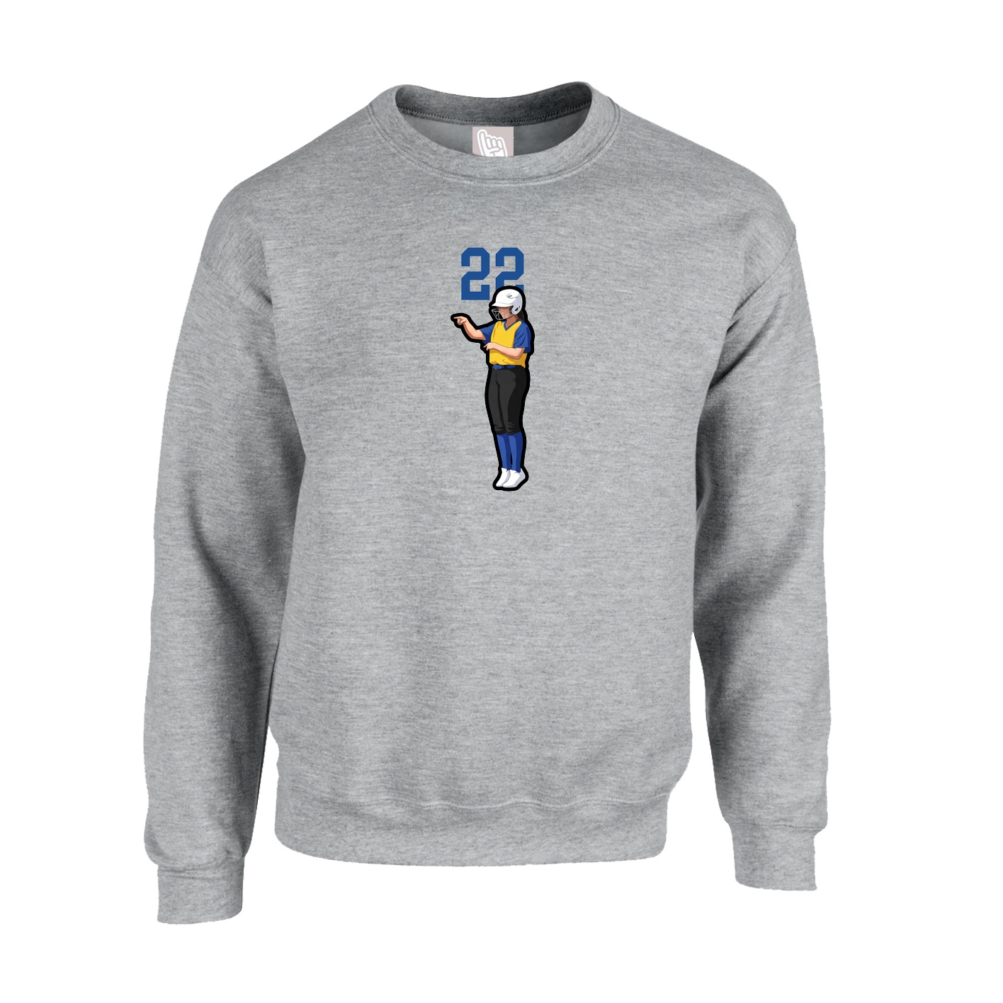 Fleece Crew — Number Top in Grey