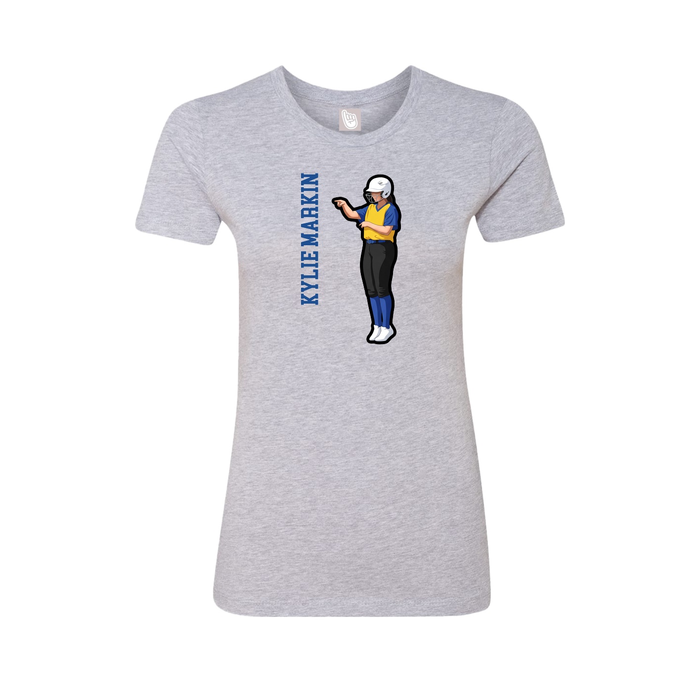 Fitted Women's Tee — Name Vertical in Grey