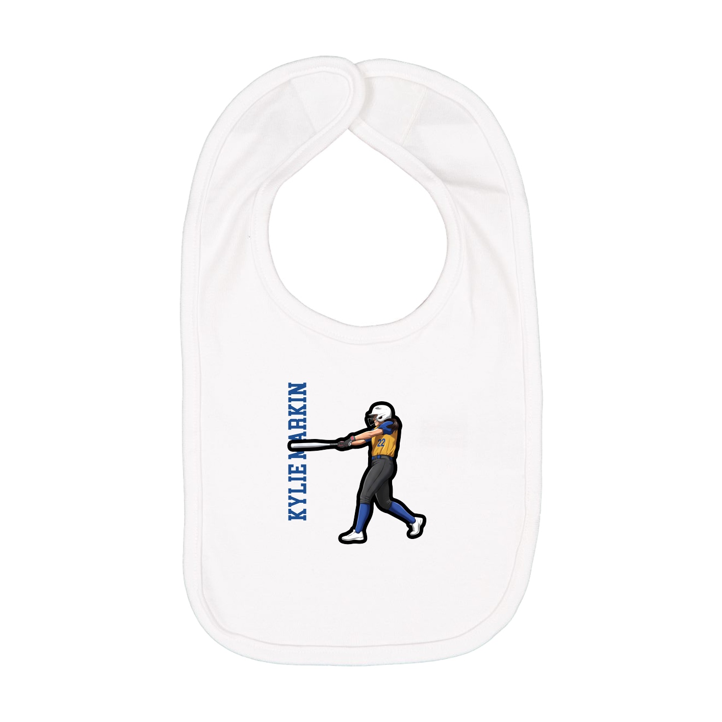 Infant Bib — Name Vertical in White