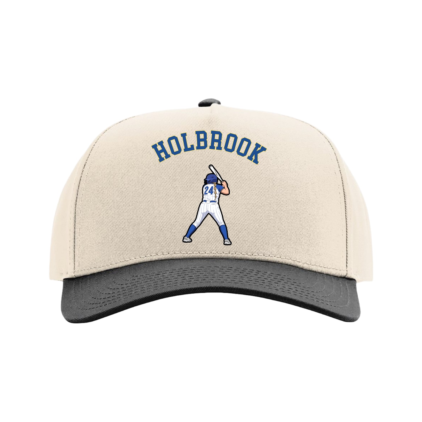 Full Fabric Five-Panel Champ Cap — Shirsey Arch in Cream/Black