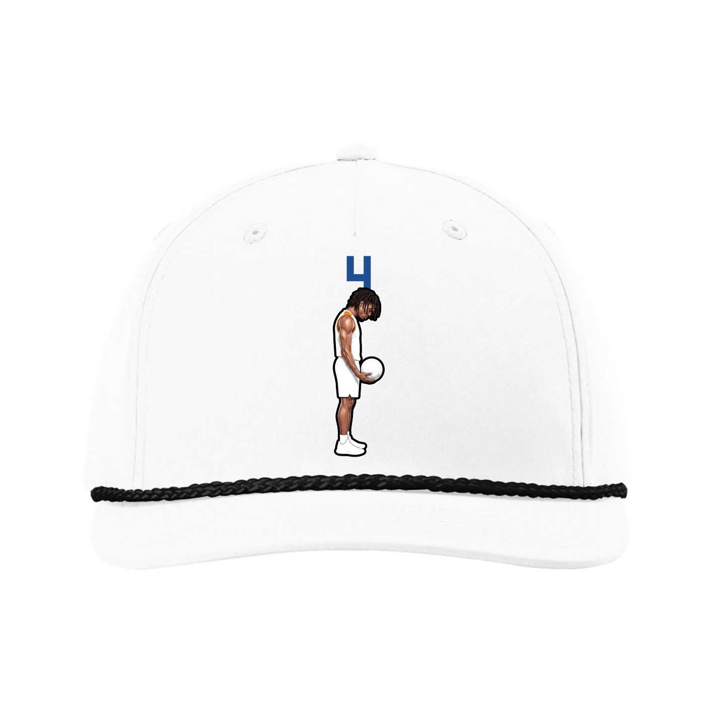 Five-Panel Classic Rope Cap — Number Top in White