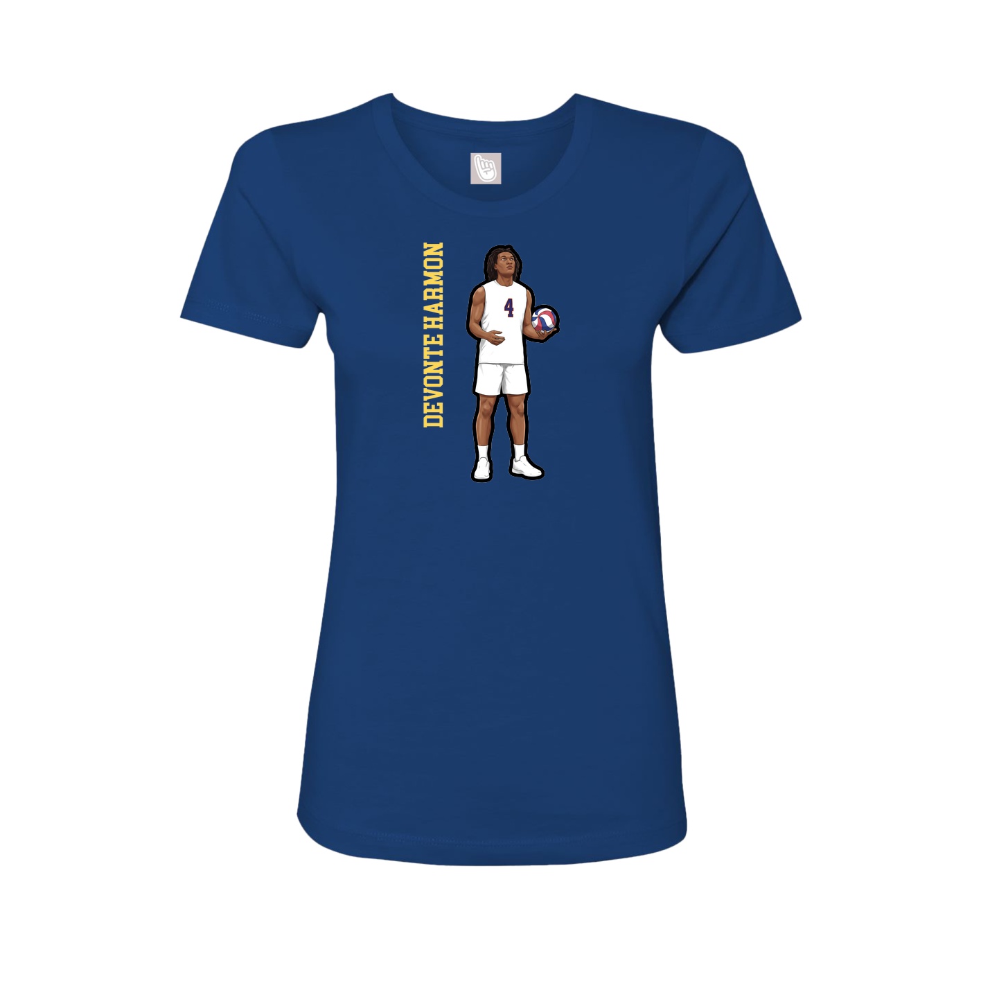 Fitted Women's Tee — Name Vertical in Royal
