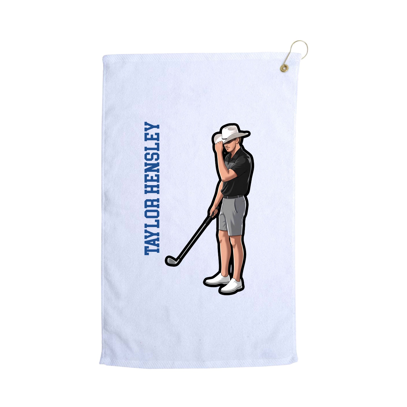 Golf Towel — Name Vertical in White