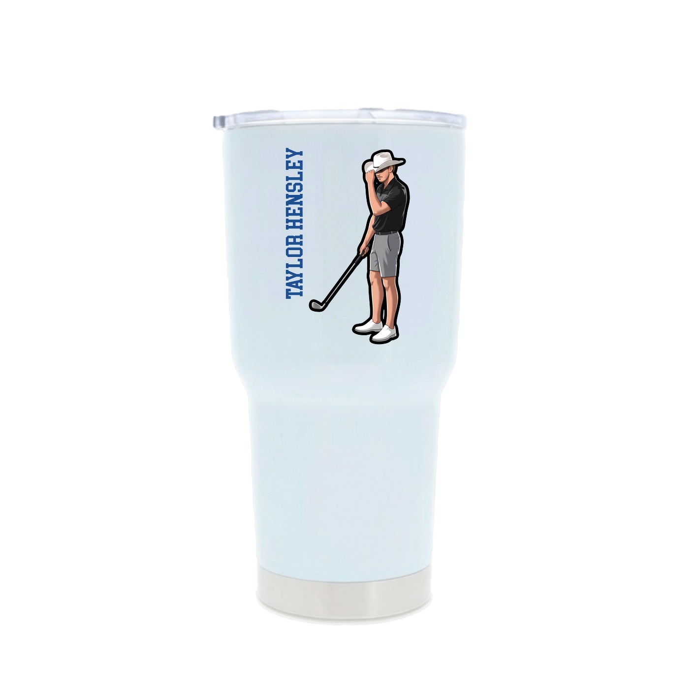 30oz Stainless Steel Tumbler — Name Vertical in White