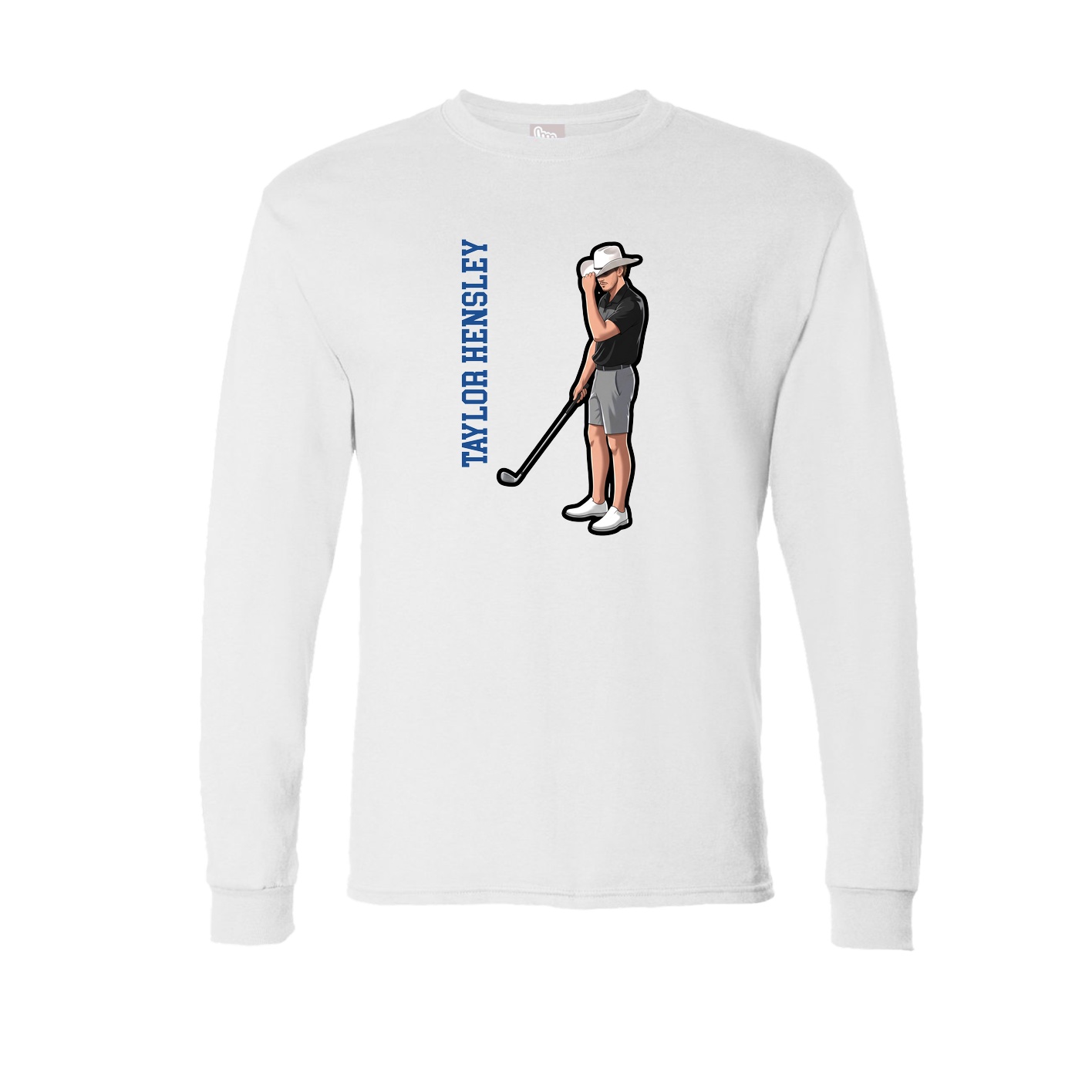 Long Sleeve Tee — Name Vertical in White