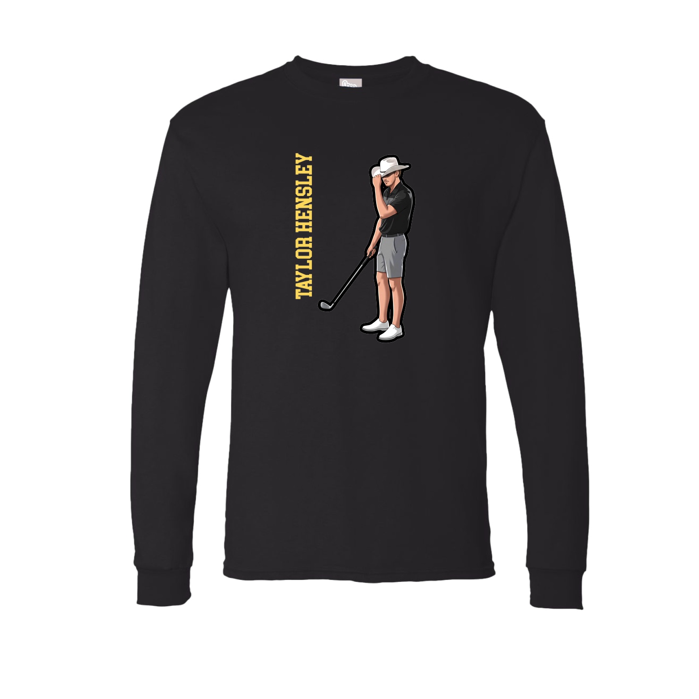 Long Sleeve Tee — Name Vertical in Black