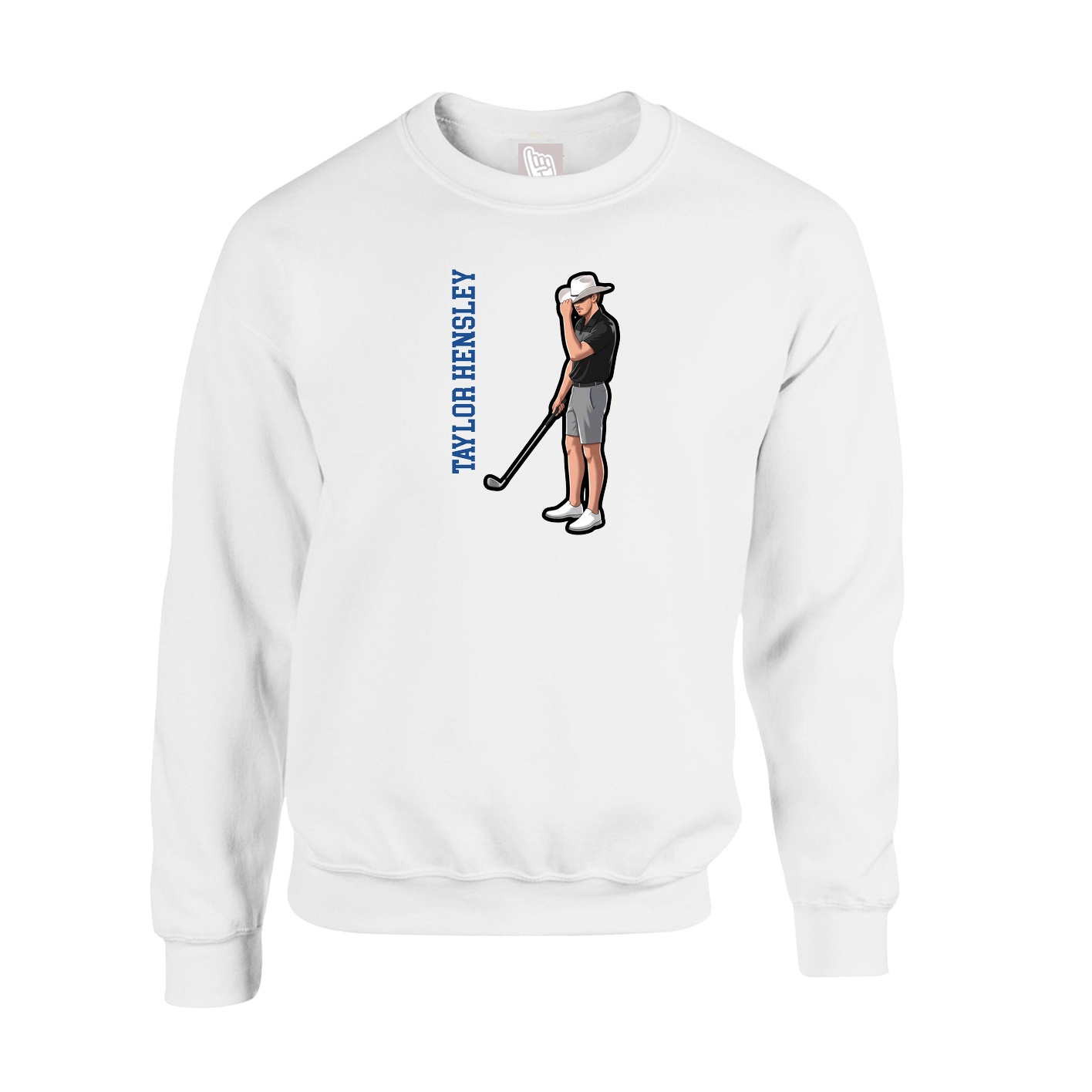 Fleece Crew — Name Vertical in White