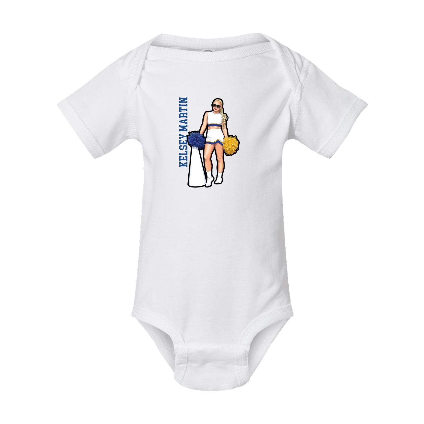 Baby Onesie — Name Vertical in White