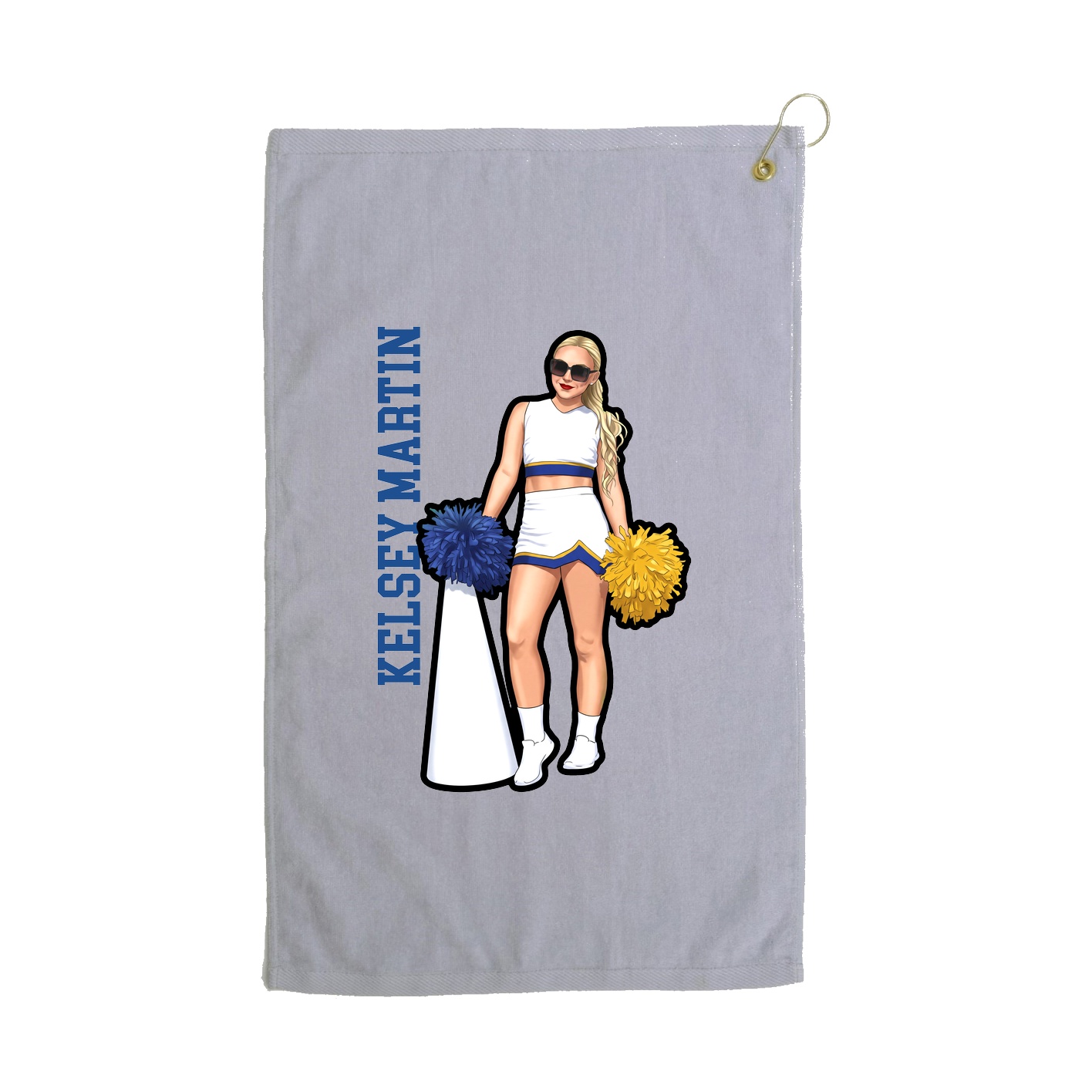 Golf Towel — Name Vertical in Grey