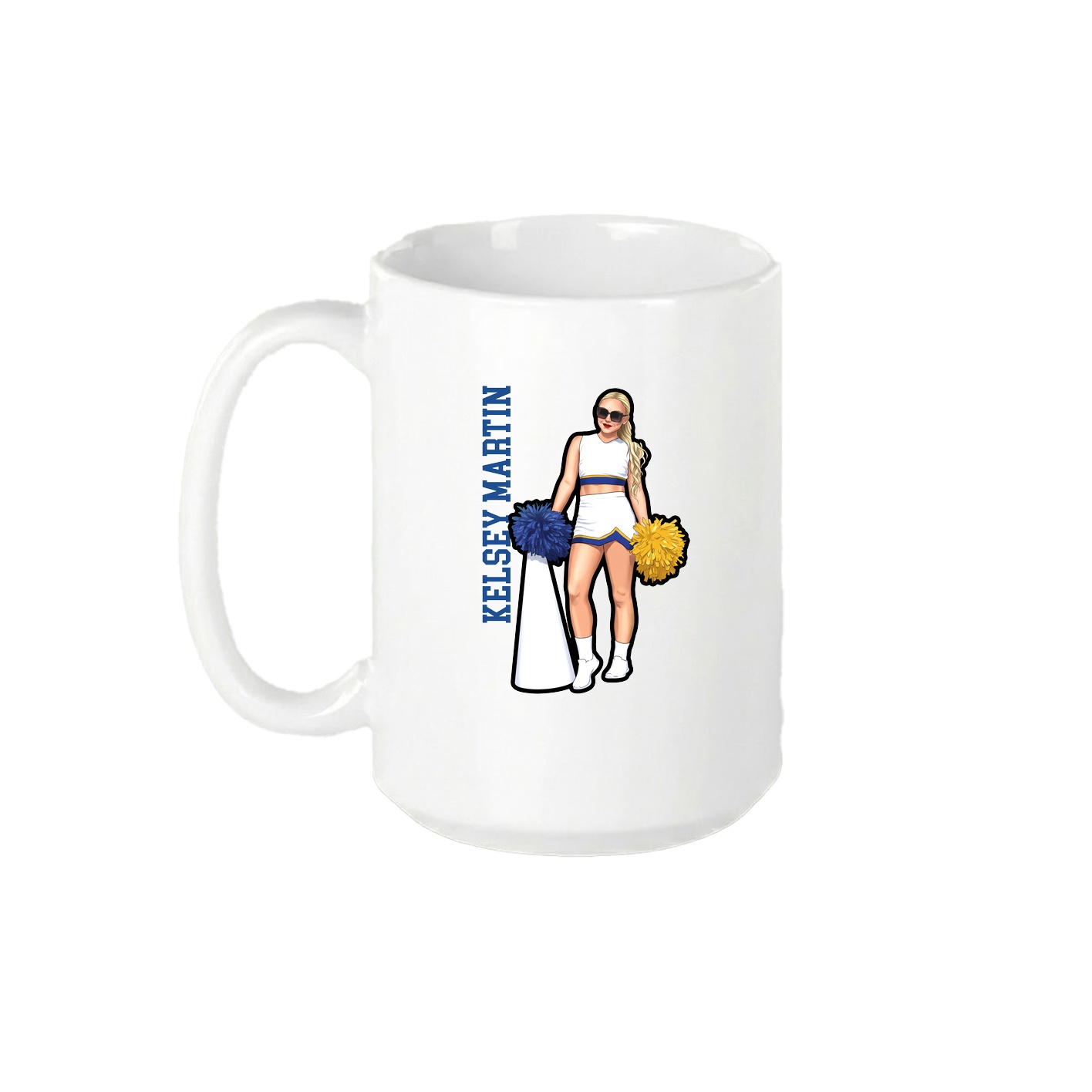 15oz Coffee Mug — Name Vertical in White