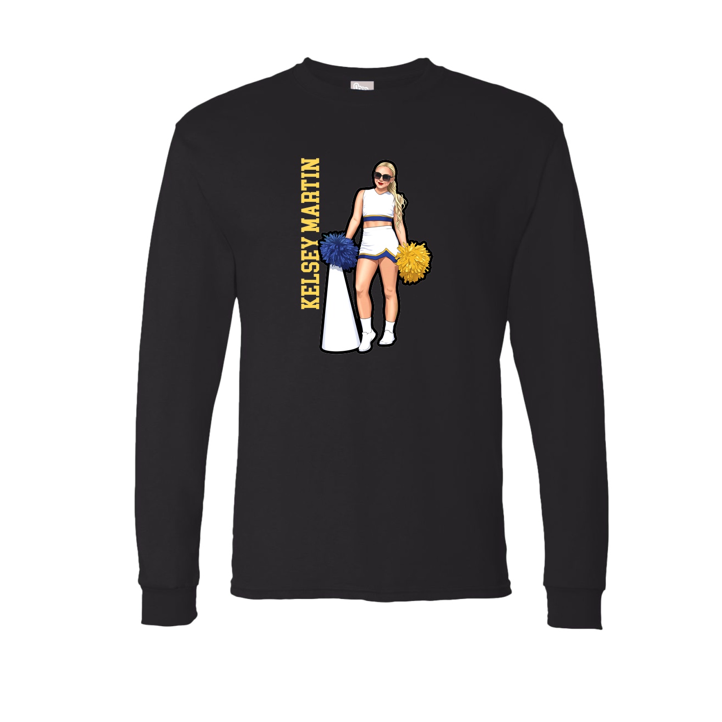 Long Sleeve Tee — Name Vertical in Black