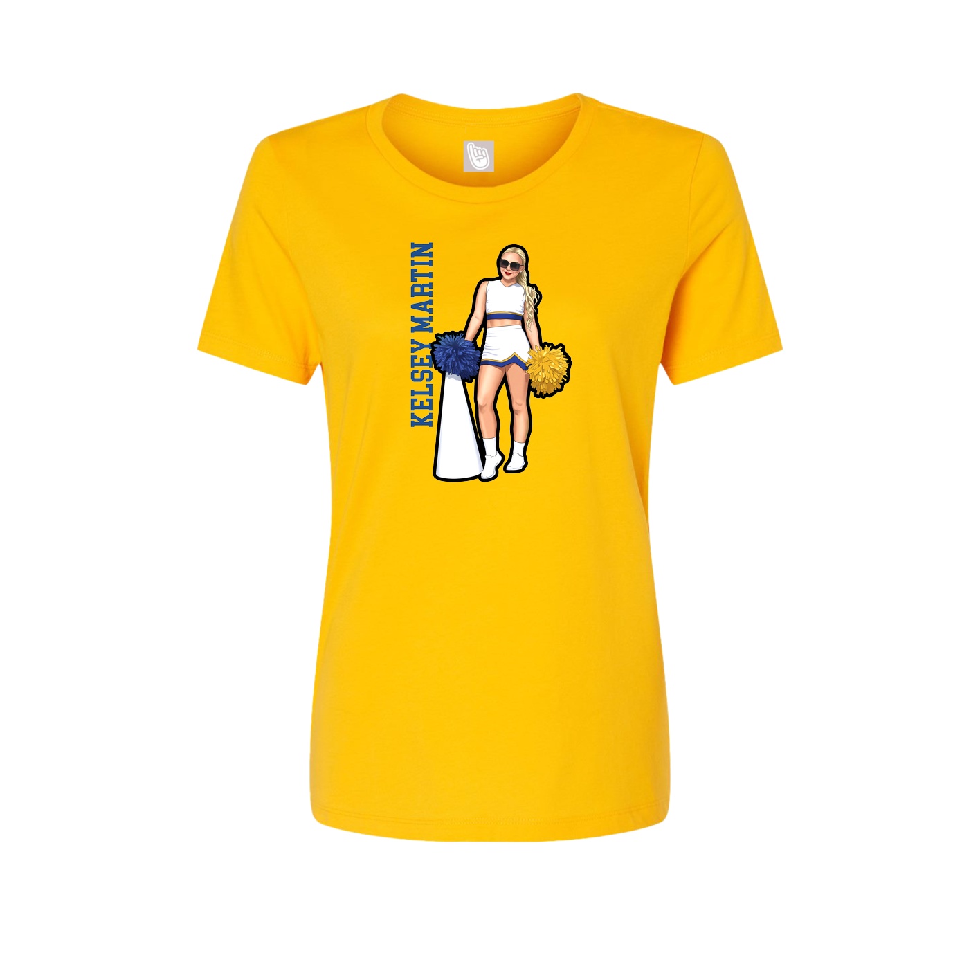 Fitted Women's Tee — Name Vertical in Gold