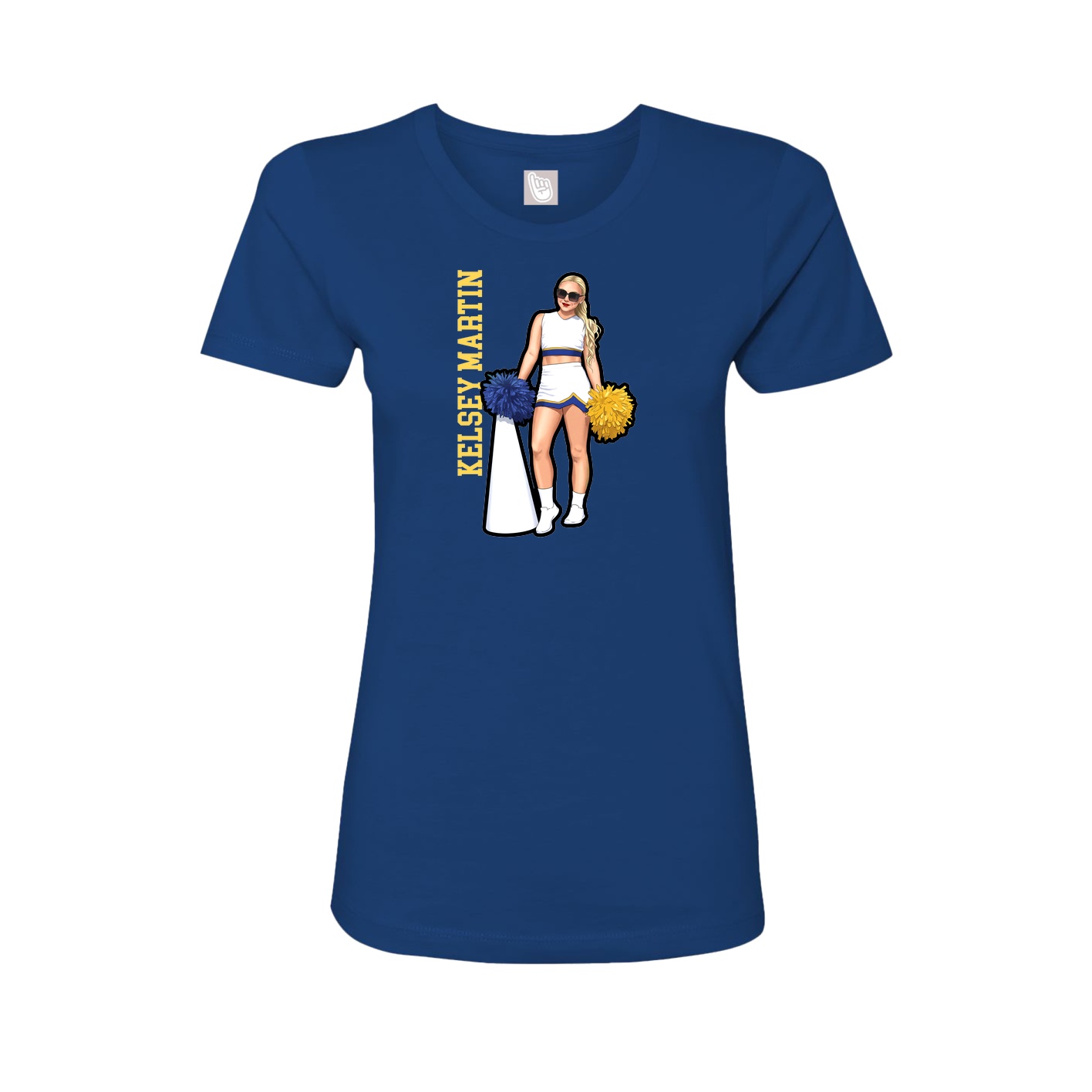 Fitted Women's Tee — Name Vertical in Royal