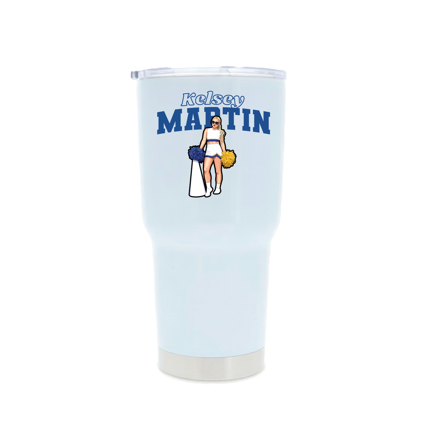 30oz Stainless Steel Tumbler — Name Arch in White