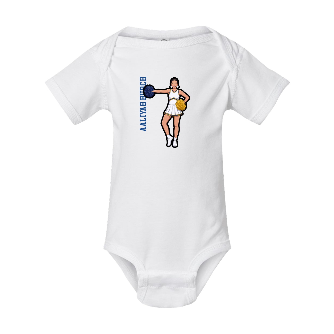 Baby Onesie — Name Vertical in White