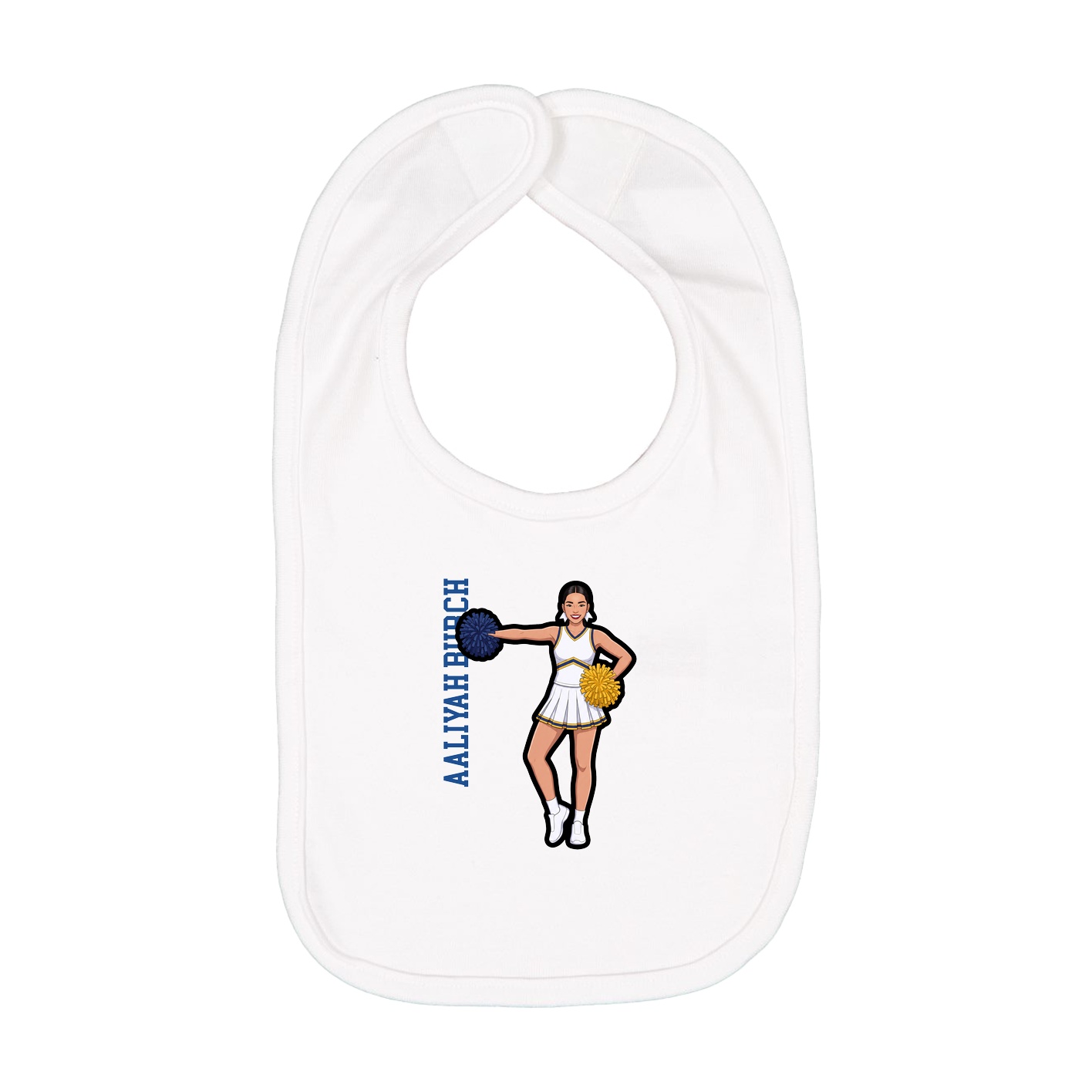 Infant Bib — Name Vertical in White