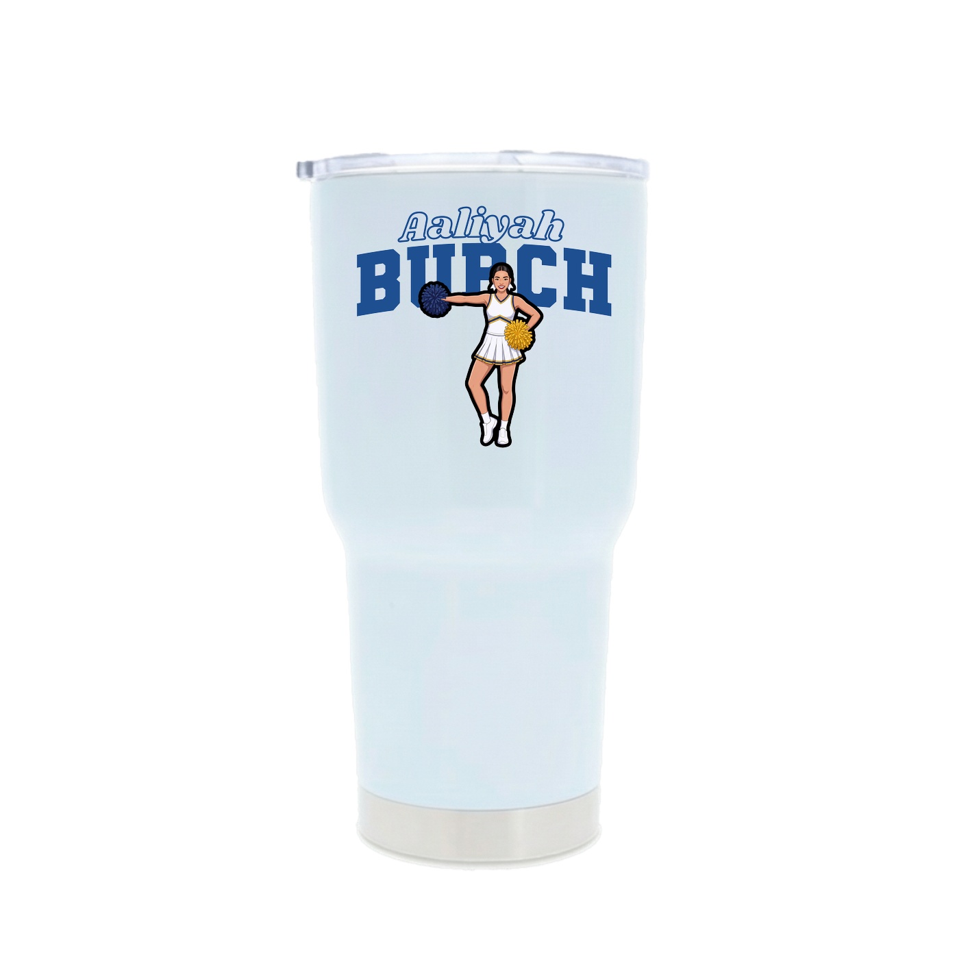 30oz Stainless Steel Tumbler — Name Arch in White