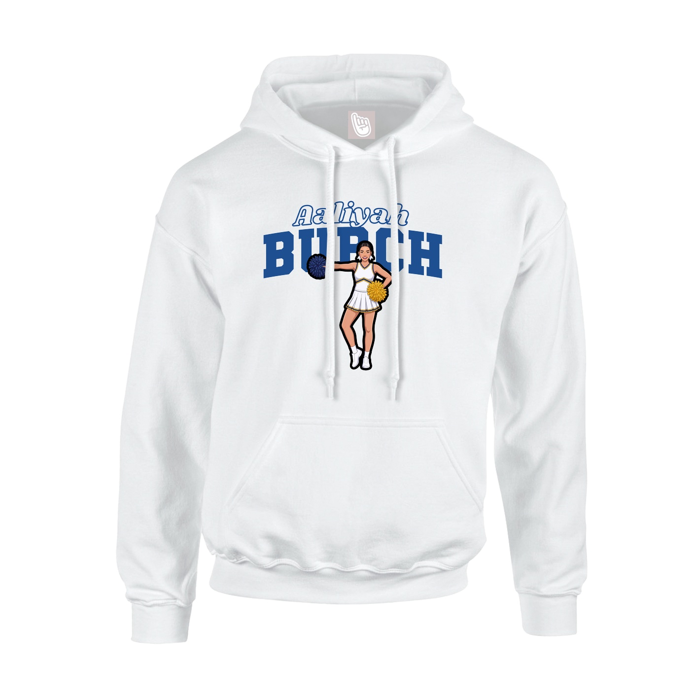 Youth Hoodie — Name Arch in White