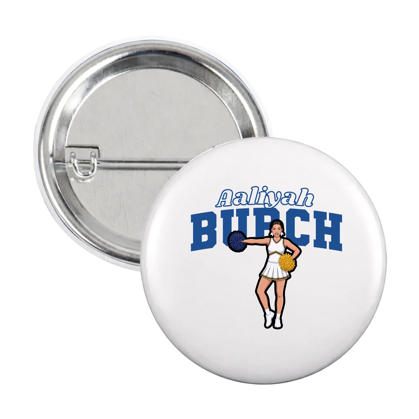 Game Day Button — Name Arch in White