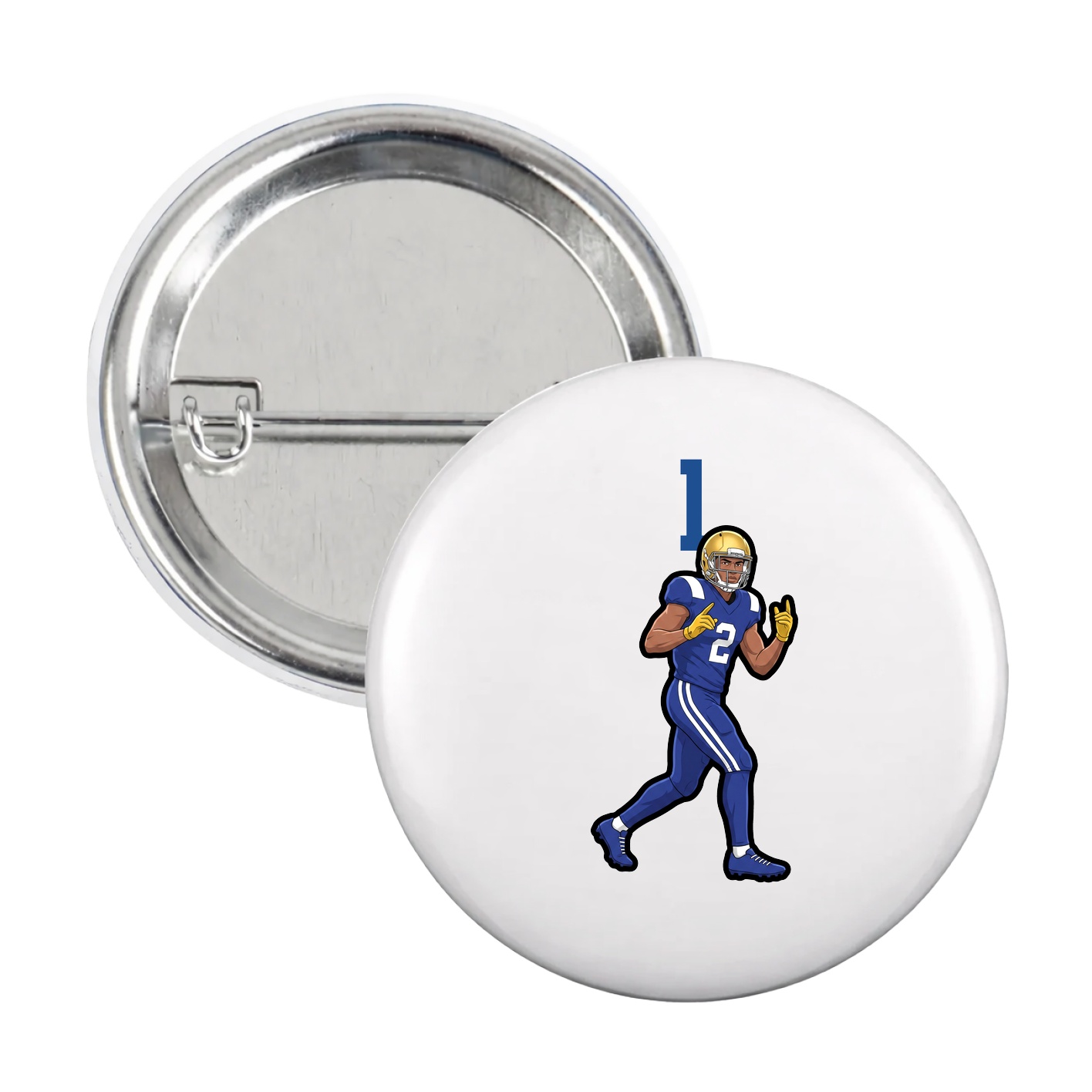 Game Day Button — Number Top in White