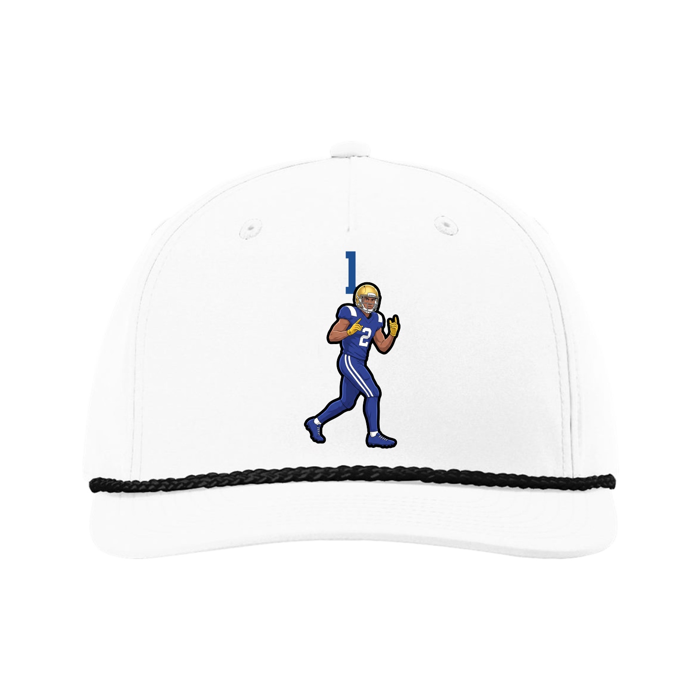 Five-Panel Classic Rope Cap — Number Top in White