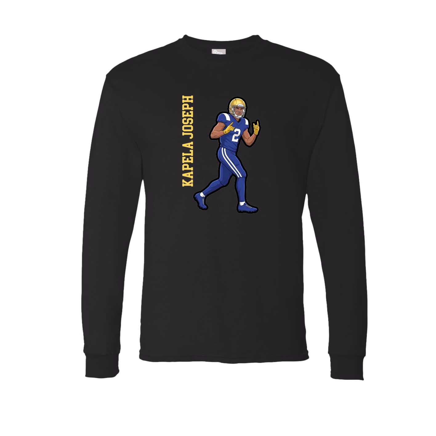 Long Sleeve Tee — Name Vertical in Black