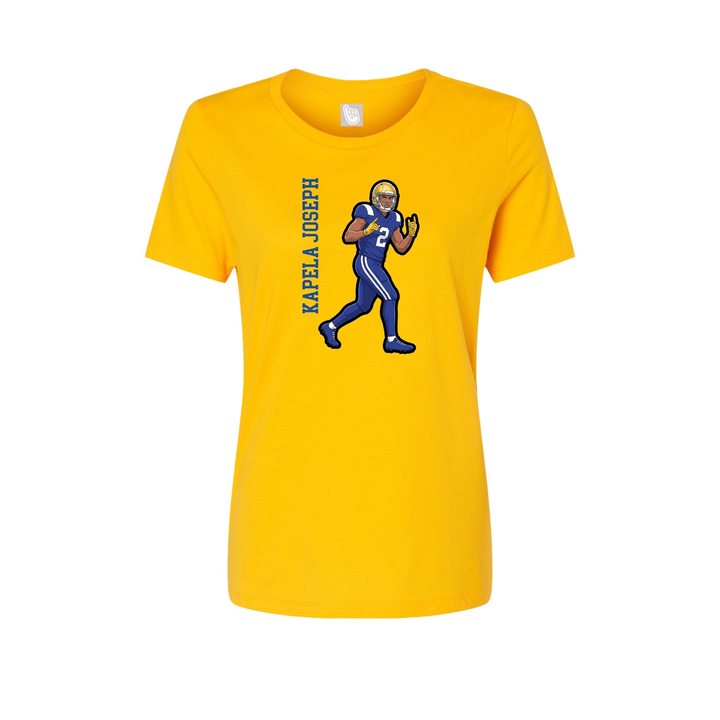 Fitted Women's Tee — Name Vertical in Gold