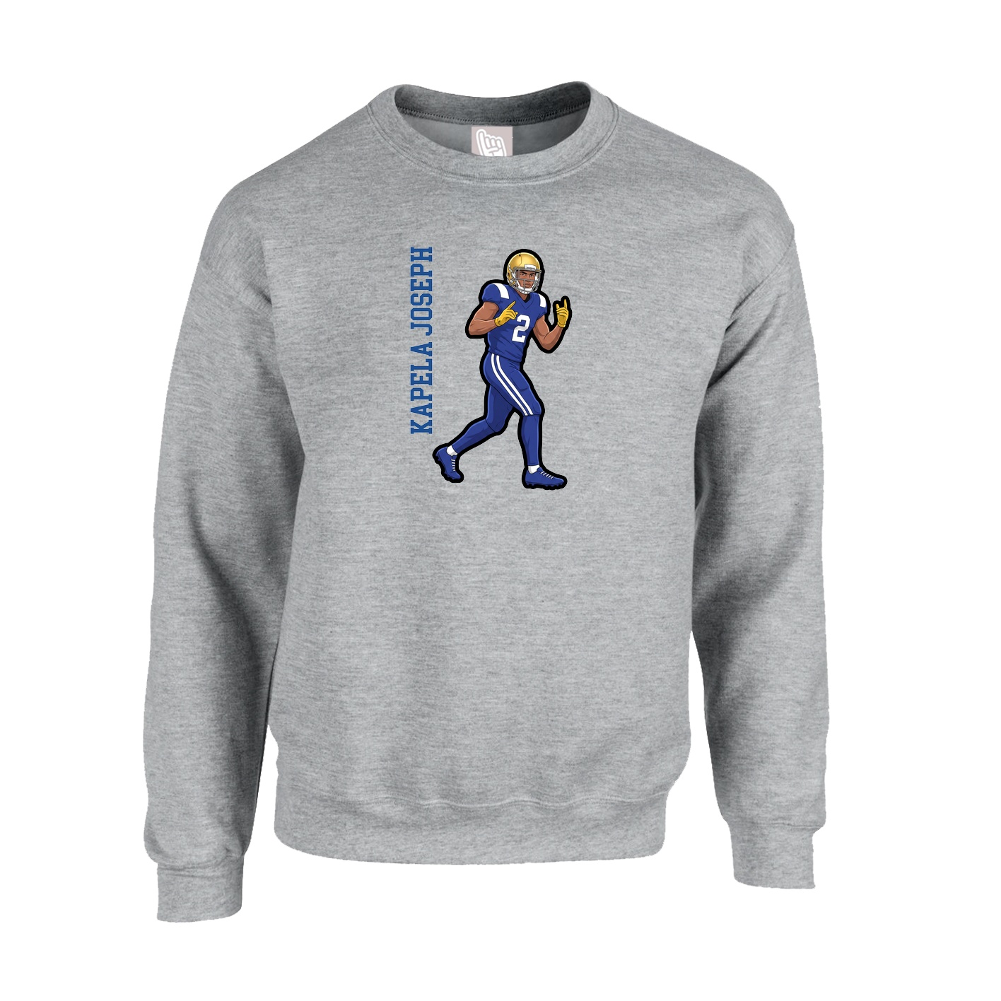Fleece Crew — Name Vertical in Grey