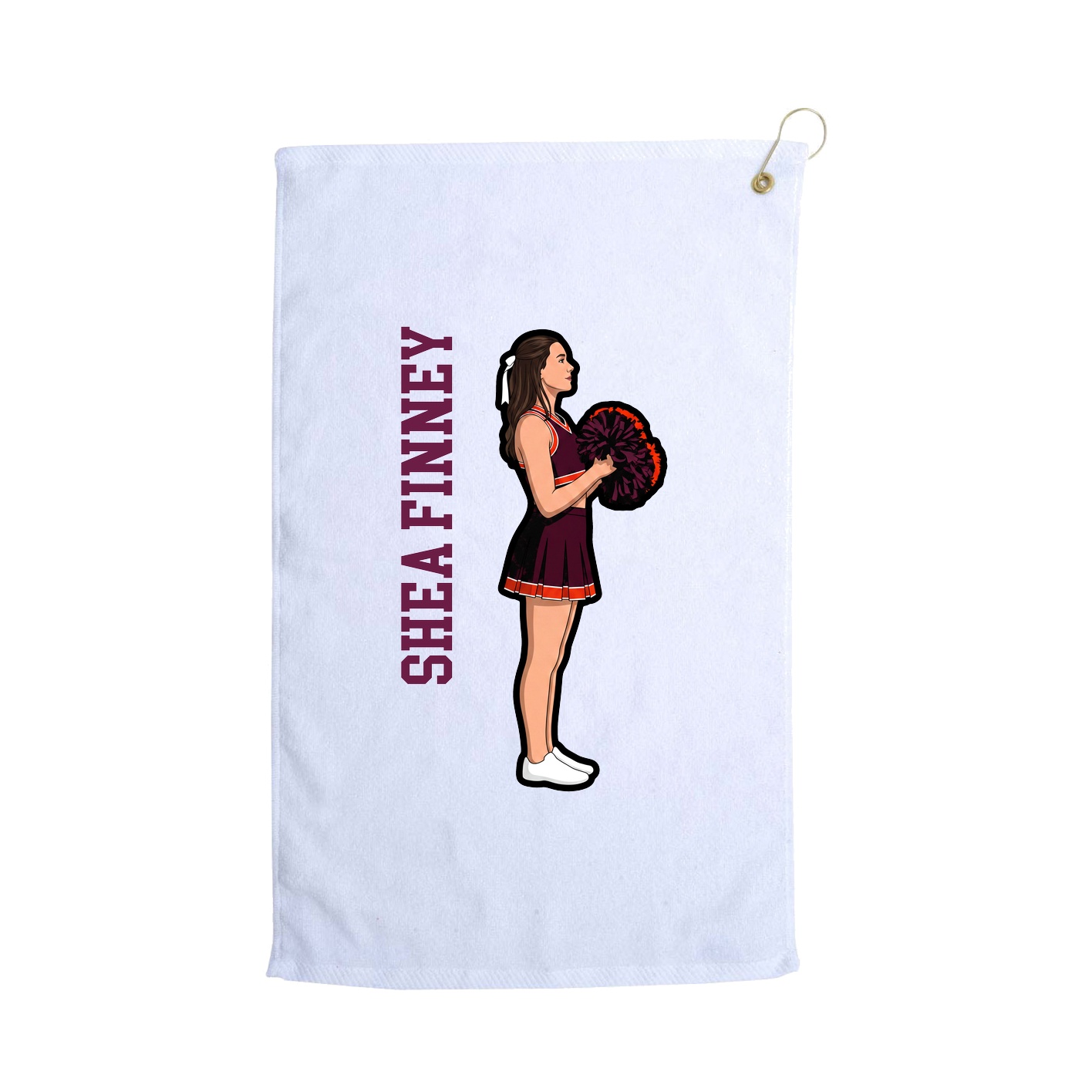 Golf Towel — Name Vertical in White