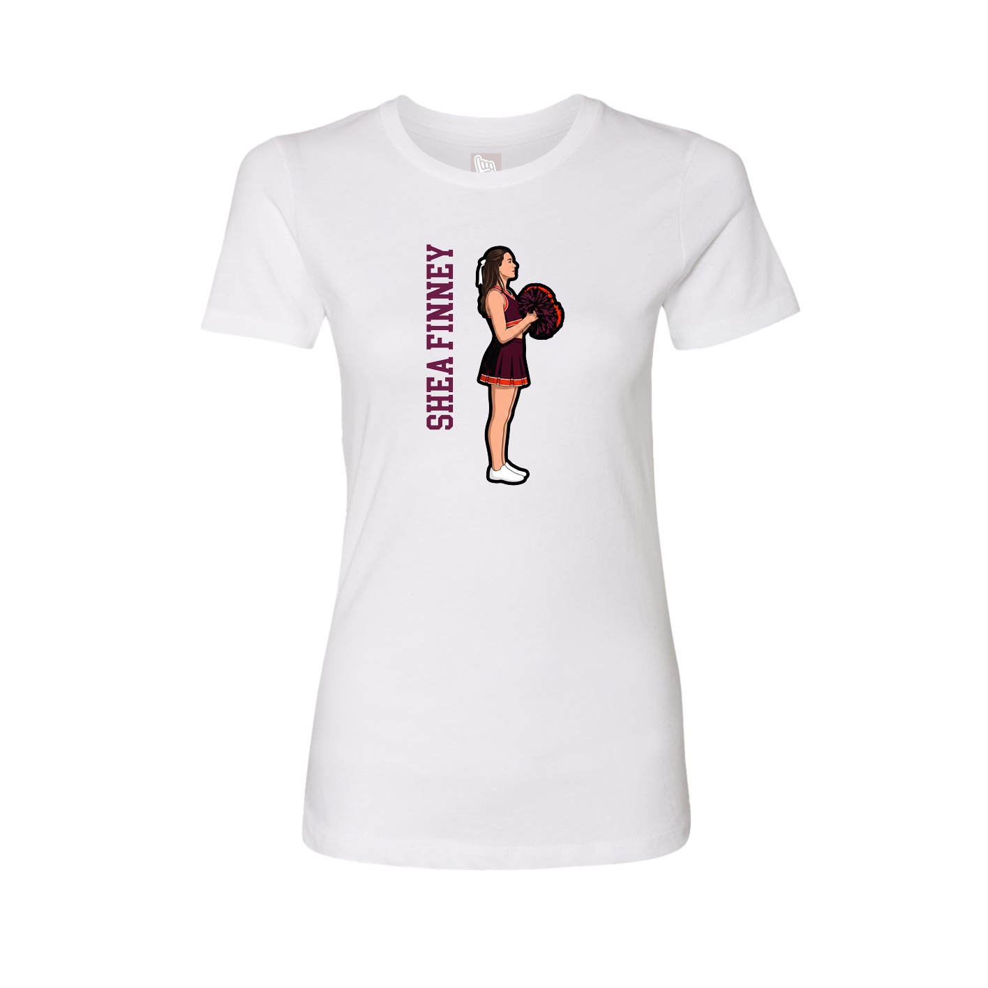 Fitted Women's Tee — Name Vertical in White