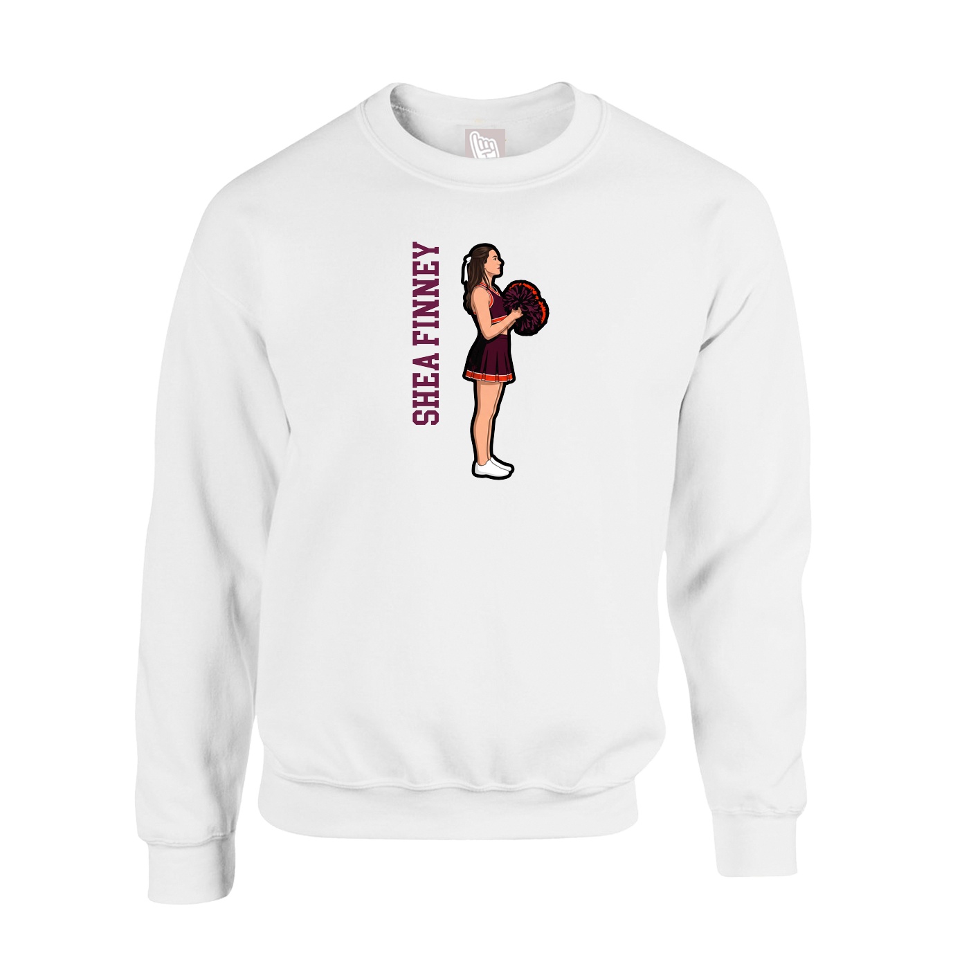 Fleece Crew — Name Vertical in White
