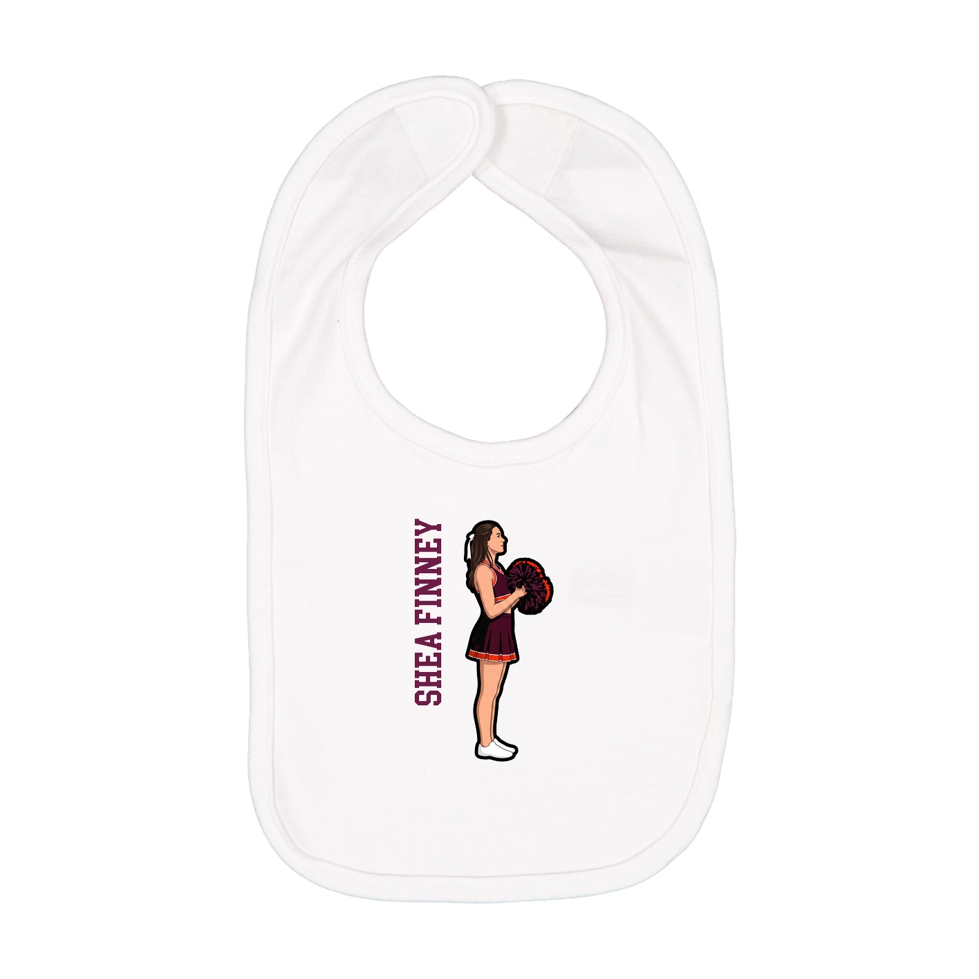 Infant Bib — Name Vertical in White