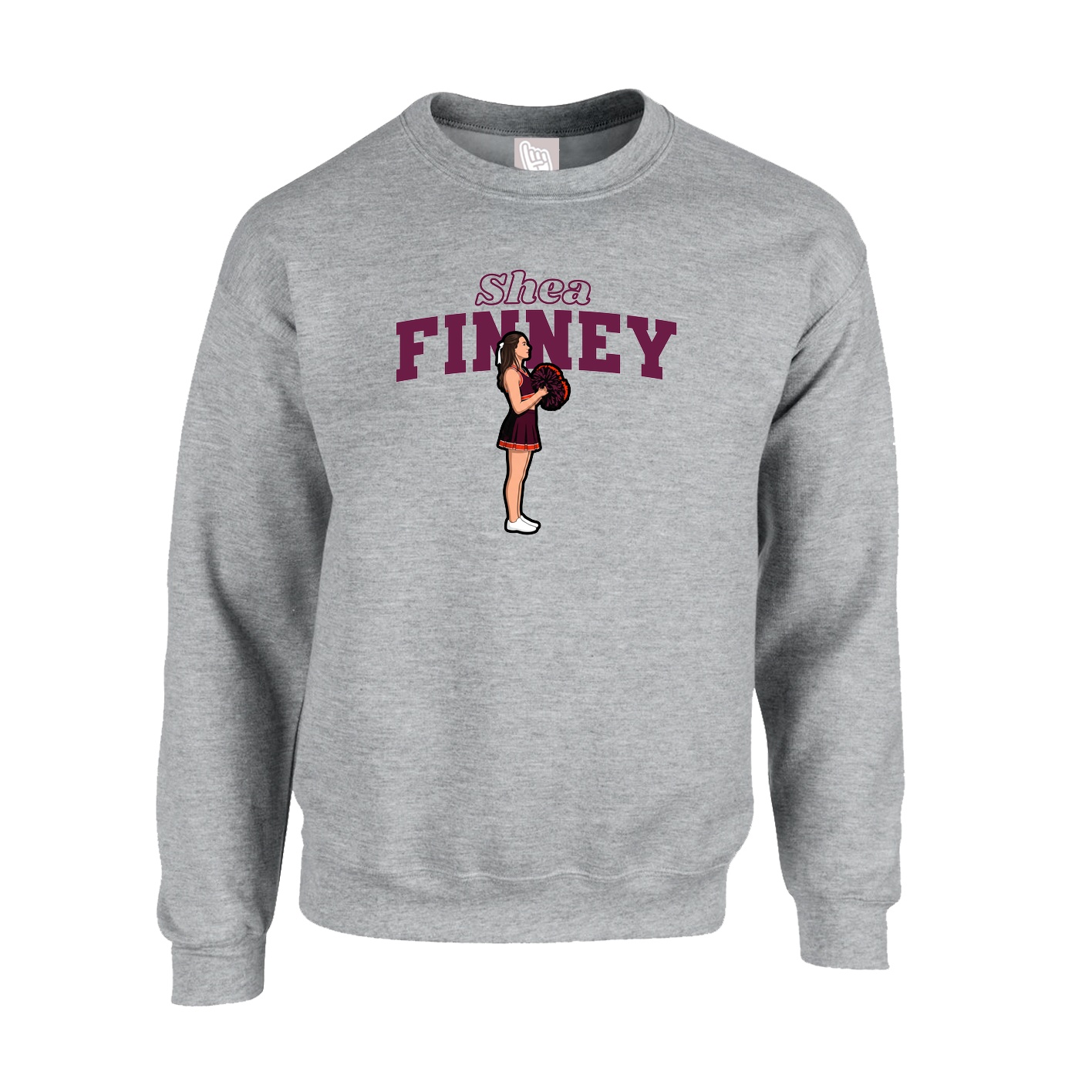 Fleece Crew — Name Arch in Grey