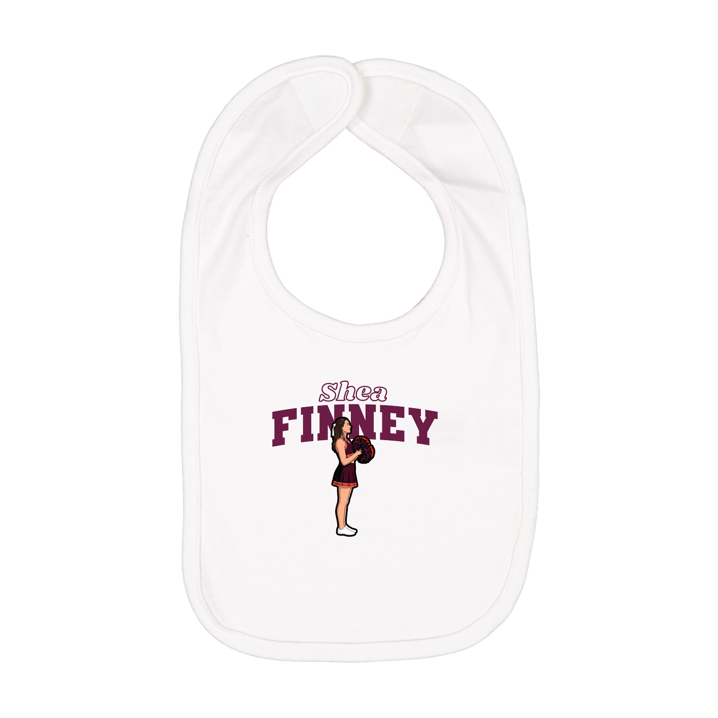 Infant Bib — Name Arch in White