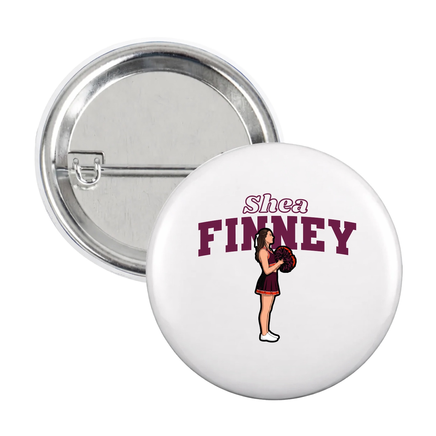 Game Day Button — Name Arch in White