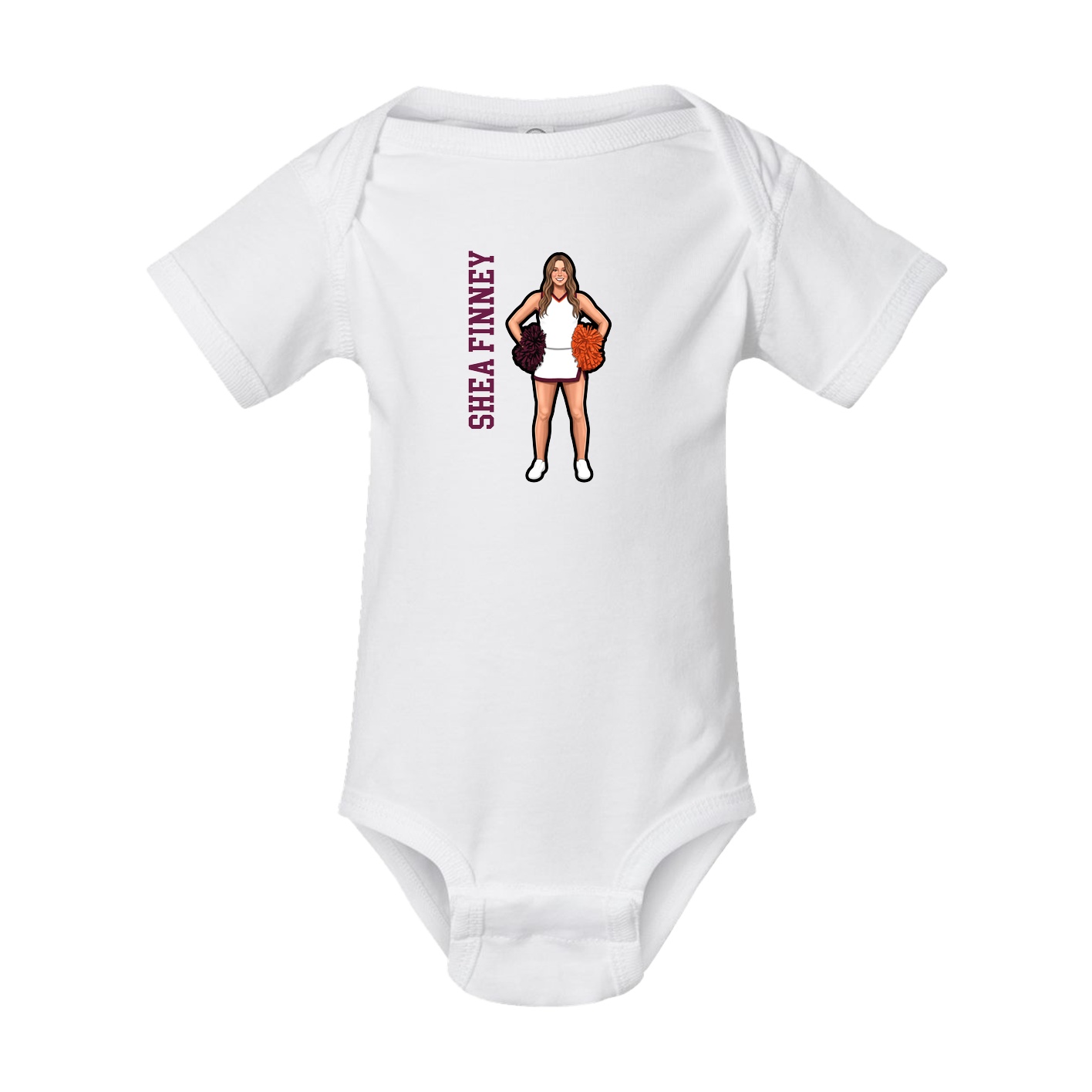Baby Onesie — Name Vertical in White